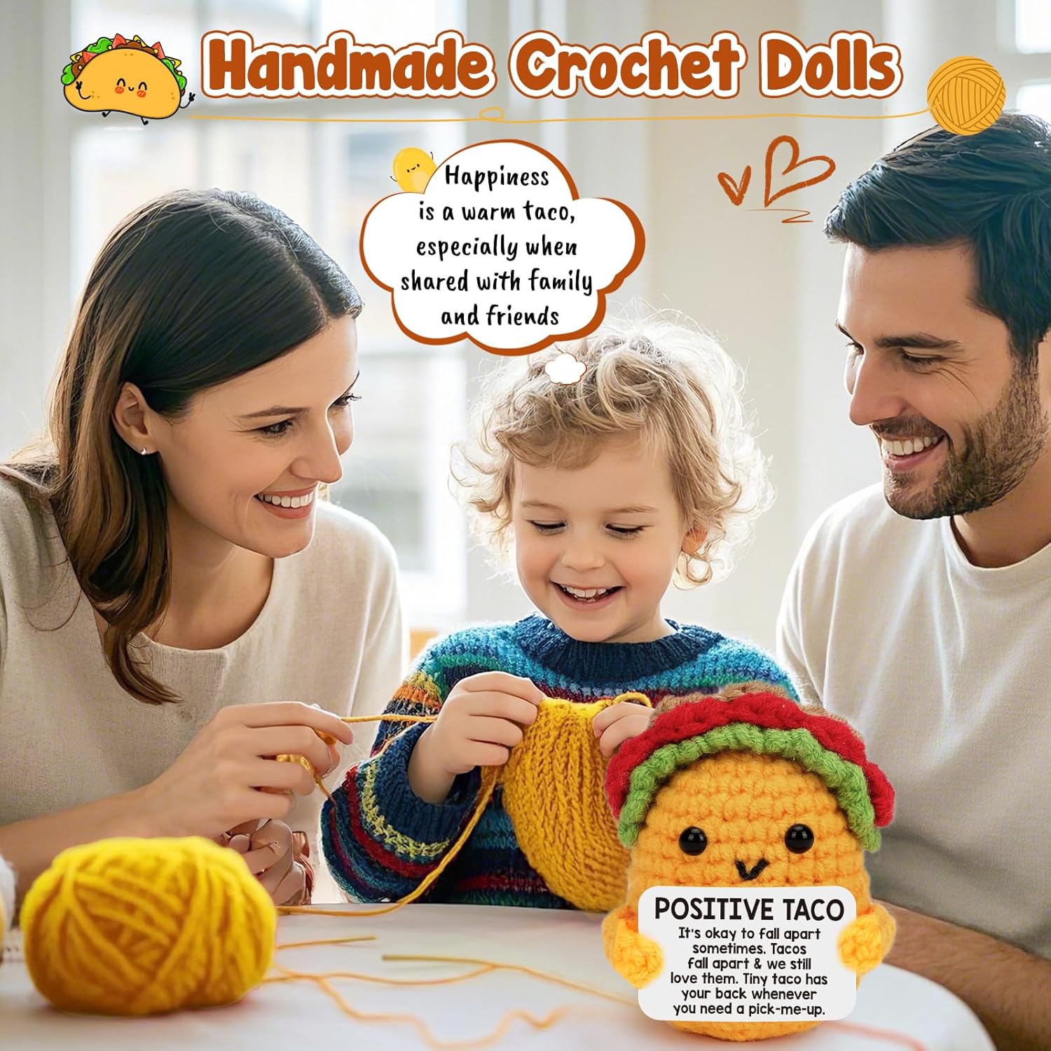 LuoHere Positive Crochet Taco Birthday Gifts for Women Men Easter Basket Stuffers Essentials Adult Kids Son Mom Dad Daughter Sister Friend Coworkers Self Care Emotional Inspirational Support - Image 8