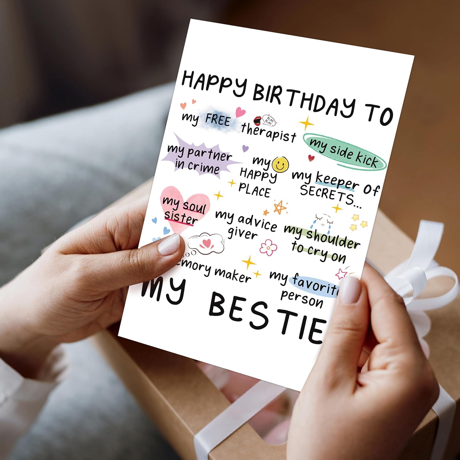 Funny Birthday Card for Women Sister, Happy Bday Gifts for Bestie, Bestie & Friendship Birthday Card - Image 6