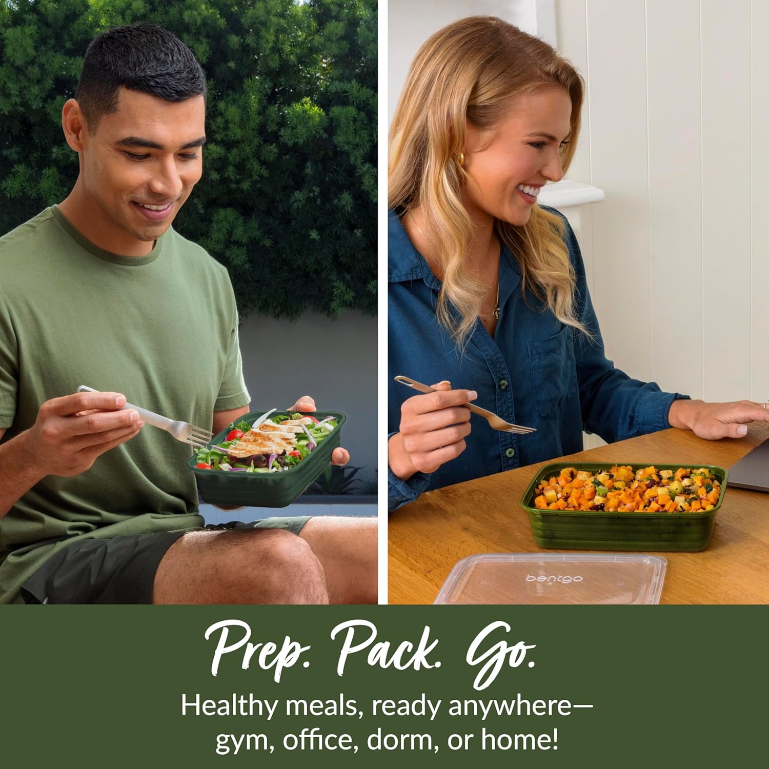 Bentgo Prep - 20-Piece 1-Compartment Reusable Meal Prep Containers with Lids, PFAS & BPA Free Materials, Durable, Microwave, Freezer, & Dishwasher Safe To Go Food Storage (Khaki Green) - Image 3