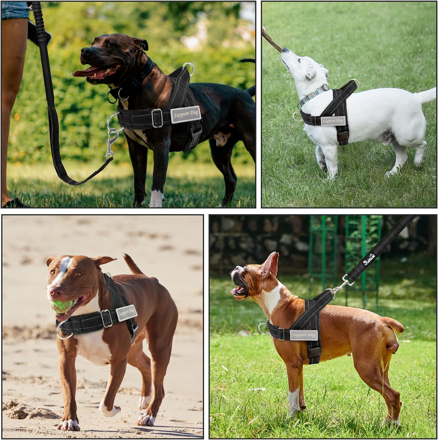 SlowTon No Pull Dog Harness - Heavy Duty Dog Harness and Leash Set for Medium Large Dogs, Reflective Tactical Harness with Soft Padded and Front Clip for Easy Walk and Training (Black L) - Image 8