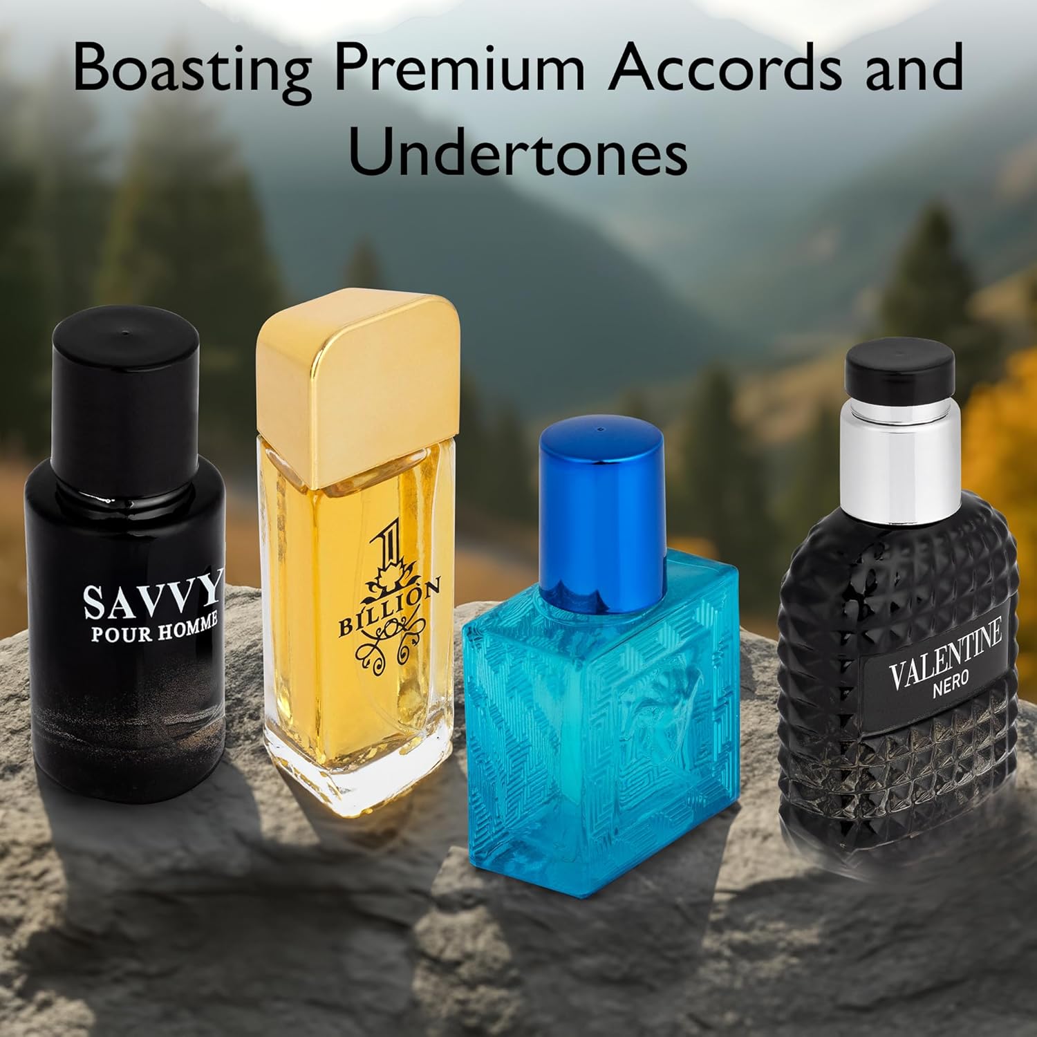 Signature Scent 4-Piece Mini Fragrance Set for Men Includes Savvy/1 Billion/Verse/Valentine Collection of Woody, Spicy, Citrus & Aromatic Fragrance Non-Irritating Ingredient Each One in 30ml Bottle - Image 4