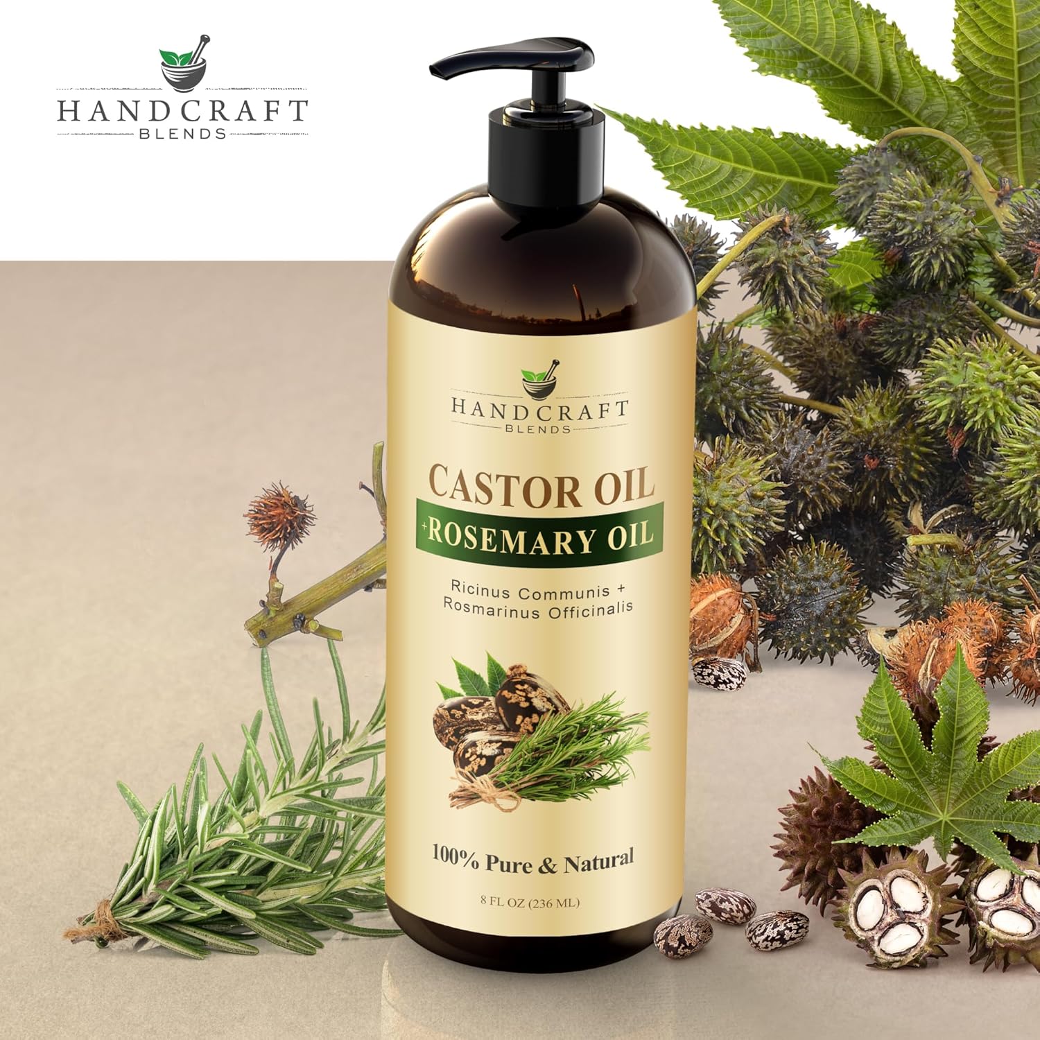 Handcraft Blends Castor Oil with Rosemary Oil 8 Fl Oz | 100% Pure and Natural | Premium Grade Carrier Oil | Hair, Eyelashes and Eyebrows | Hair and Body - Image 5