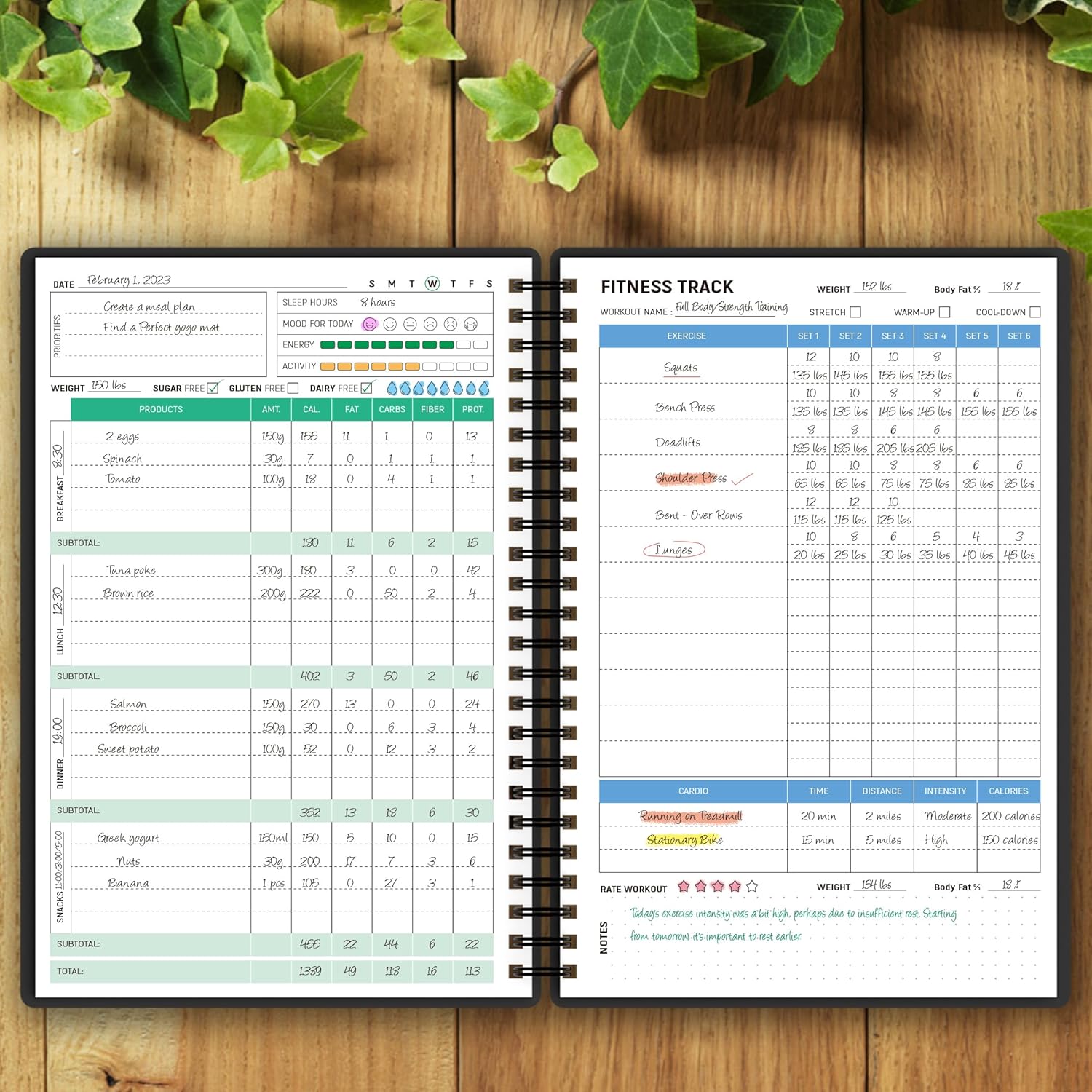 Wellness Planner & Fitness Log - Daily Diet & Health Journal with Weight Loss, Wellness Journal Notebook for Tracking Fitness, Sleep, Nutrition, Meal, Habits, A5(5.8 x 8.6 inch) (Black Golden) - Image 7