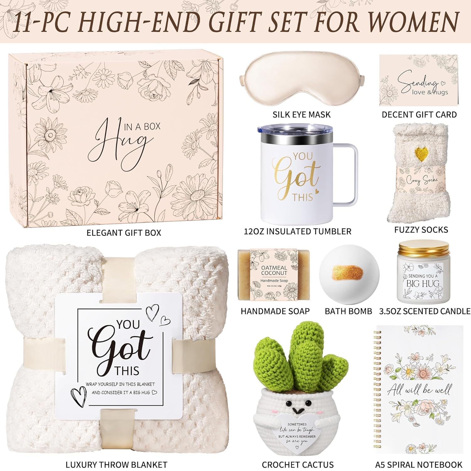 Get Well Soon Gifts Baskets for Women Self Care Gifts, Spa Care Package After Surgery Inspirational Thinking of You Sympathy Gift, Feel Better Encouragement Gift for Women Sick Friends Mom w/ Blanket - Image 2