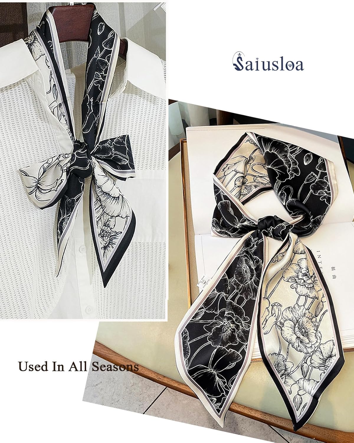 Purse Scarf For Handbags Head Scarves For Women's Hair Bags Scarfs Long Skinny Scarves Fashion Silky - Image 4