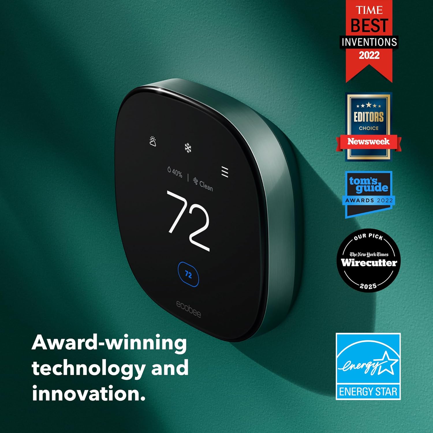 ecobee Smart Thermostat Premium with Smart Sensor and Air Quality Monitor - Programmable Wifi Thermostat - Works with Siri, Alexa, Google Assistant, Black - Image 8