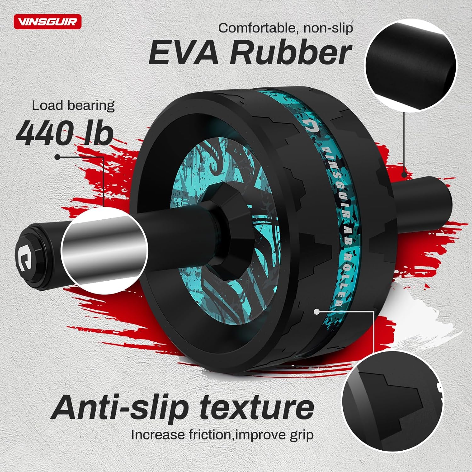 VINSGUIR Ab Roller Wheel, Abs & Core Workout Equipment for Home Gym with Knee Pad Accessories, Abdominal Wheel for Full-body Strength Training - Image 5
