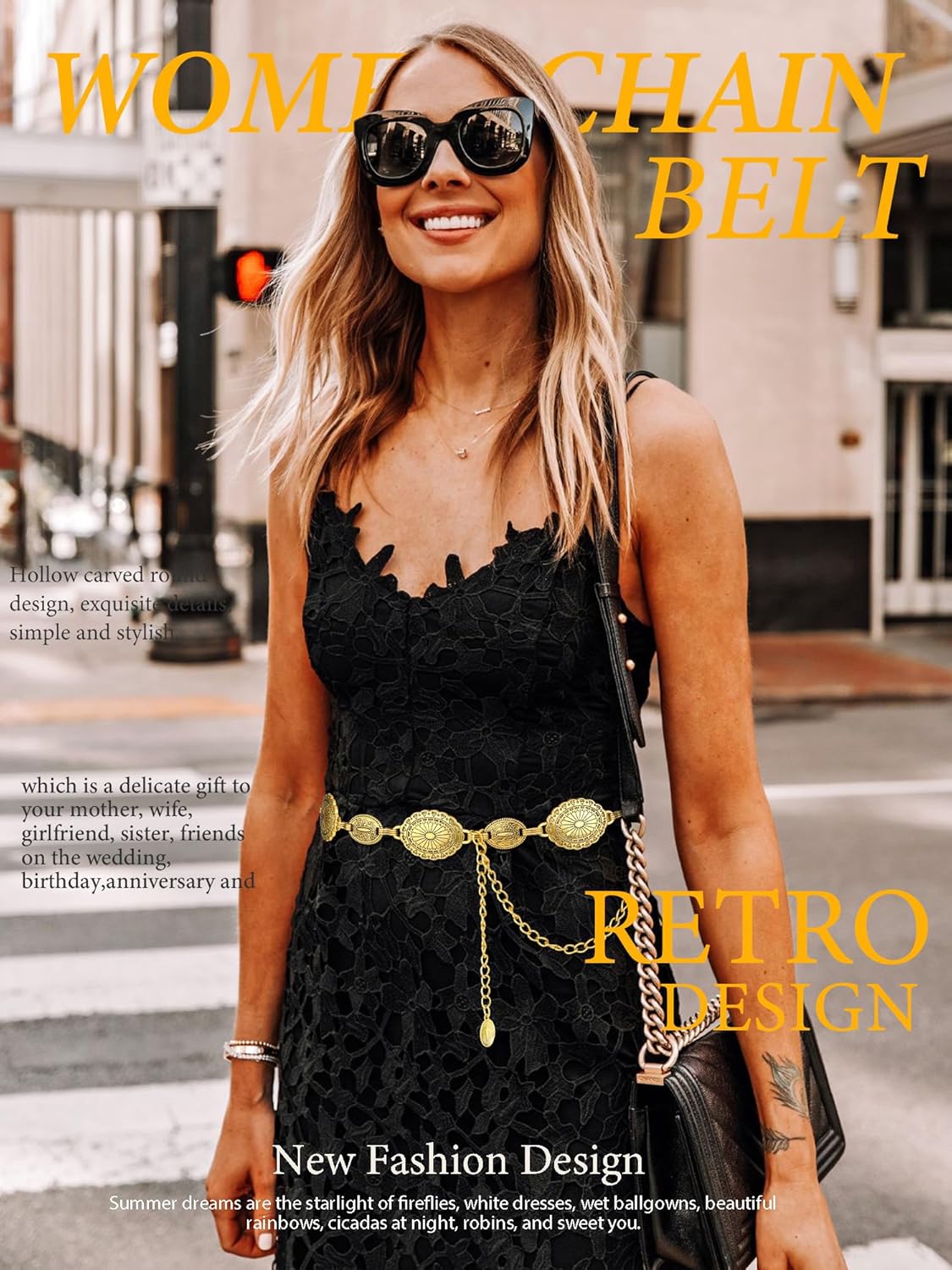 FIORETTO Metal Waist Chain Link Belt for Women Western Cowgirl Boho Turquoise Belts for Dress Jeans Country Concert Outfit - Image 8