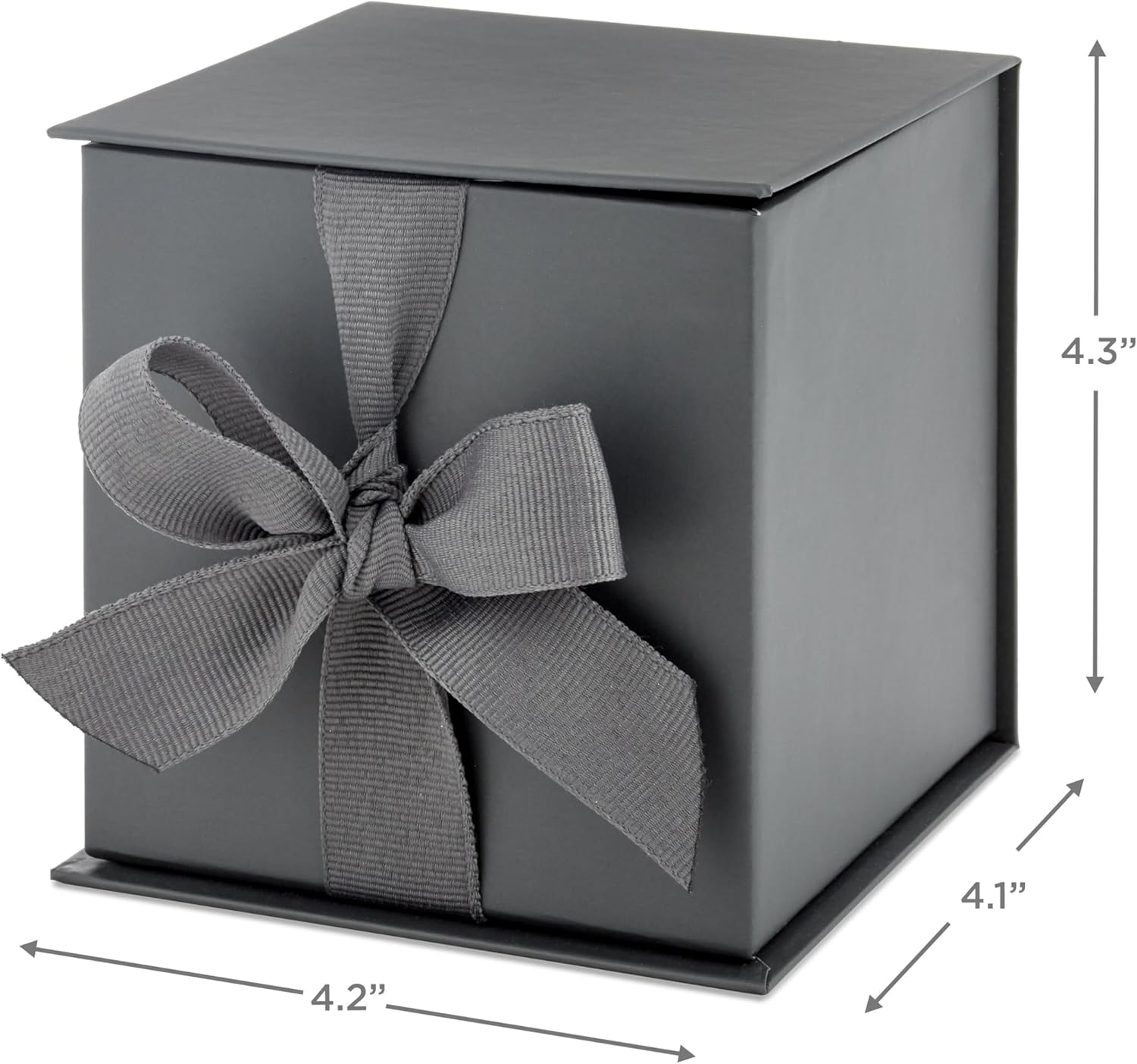 Hallmark Small Gift Box with Bow and Shredded Paper Fill (Gray 4 inch Gift Box) for Weddings, Graduations, Birthdays, Father's Day, Groomsmen Gifts, All Occasion - Image 2