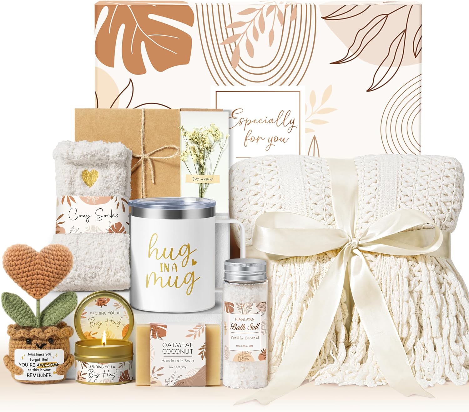 Self Care Gifts Get Well Soon Gift Baskets for Women, Easter Mothers Day Birthday Gifts for Women Care Package, Unique Sympathy Gift Basket Spa Thinking of You Gift Set for Mom Her Best Friend Sister