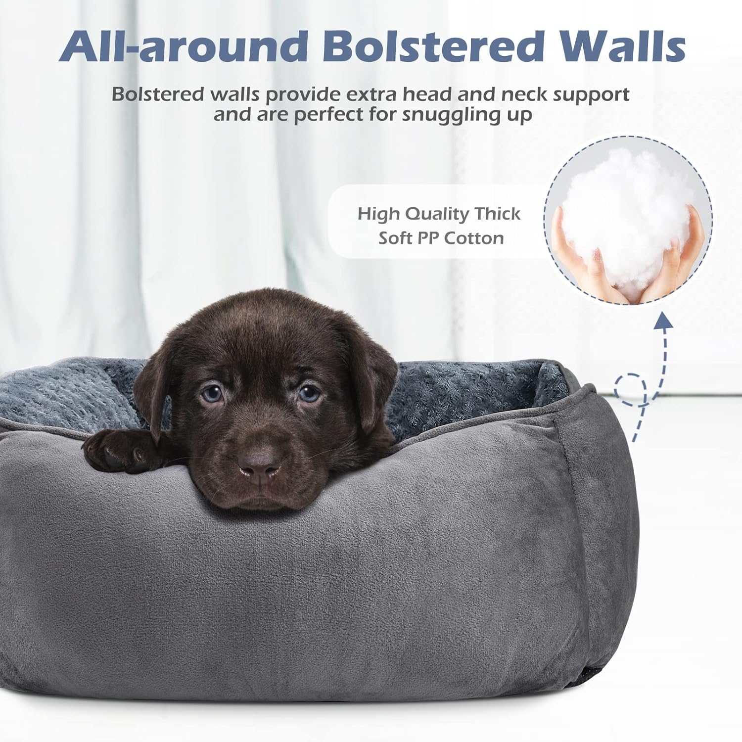INVENHO Rectangle Washable Orthopedic Dog Bed for Small, Medium and Large Dogs, Soft Calming, Sleeping Puppy Bed Durable Pet Cuddler with Anti-Slip Bottom, S (20"x19"x6") - Image 2