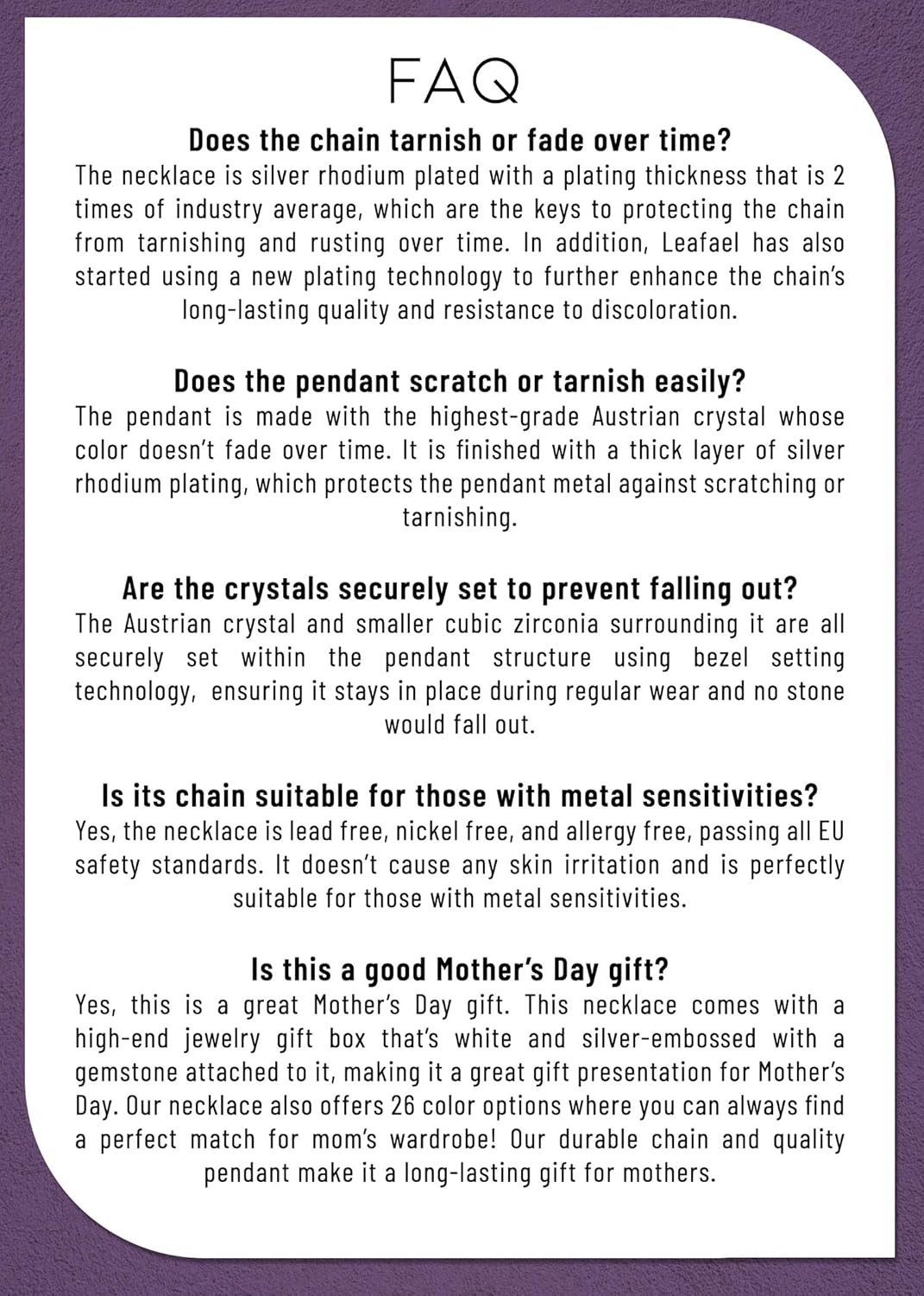 Leafael Gift Necklaces for Women, Infinity Love Birthstone Heart Crystal Pendant, Birthday Anniversary Jewelry for Wife, Mom, and Her, Silver Plated, 18" + 2" Adjustable Chain - Image 7