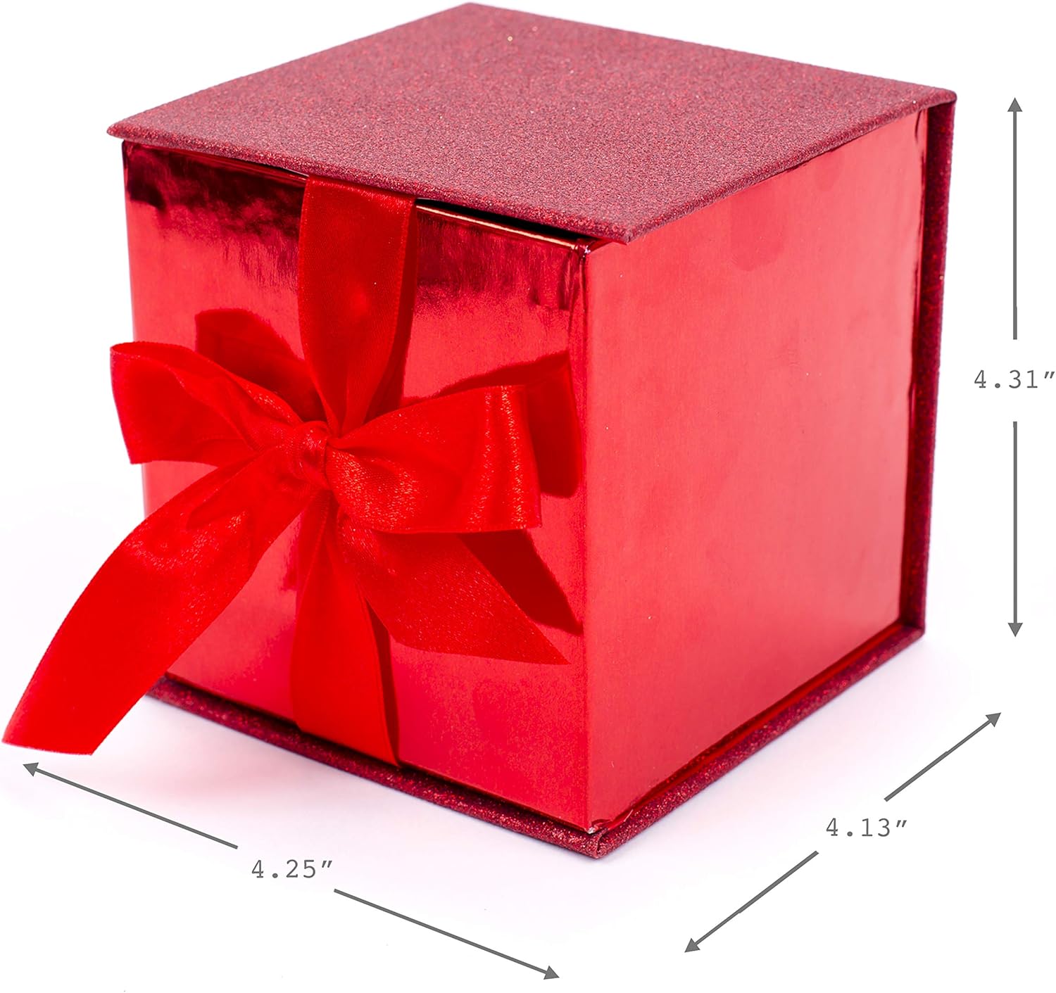 Hallmark Small Gift Box with Bow and Shredded Paper Fill (Red Signature 4 inch Gift Box with Glitter) for Birthdays, Graduations, Anniversaries, Christmas, Valentine's Day, All Occasion - Image 3