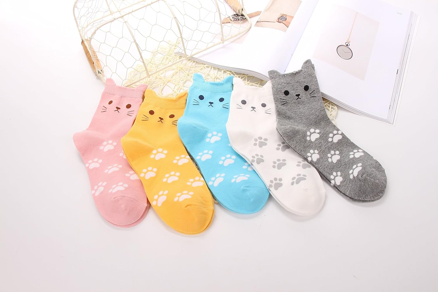 Jeasona Women's Cat Socks Cat Gifts Cute Animal Socks Dog Owl Gifts for Women - Image 5