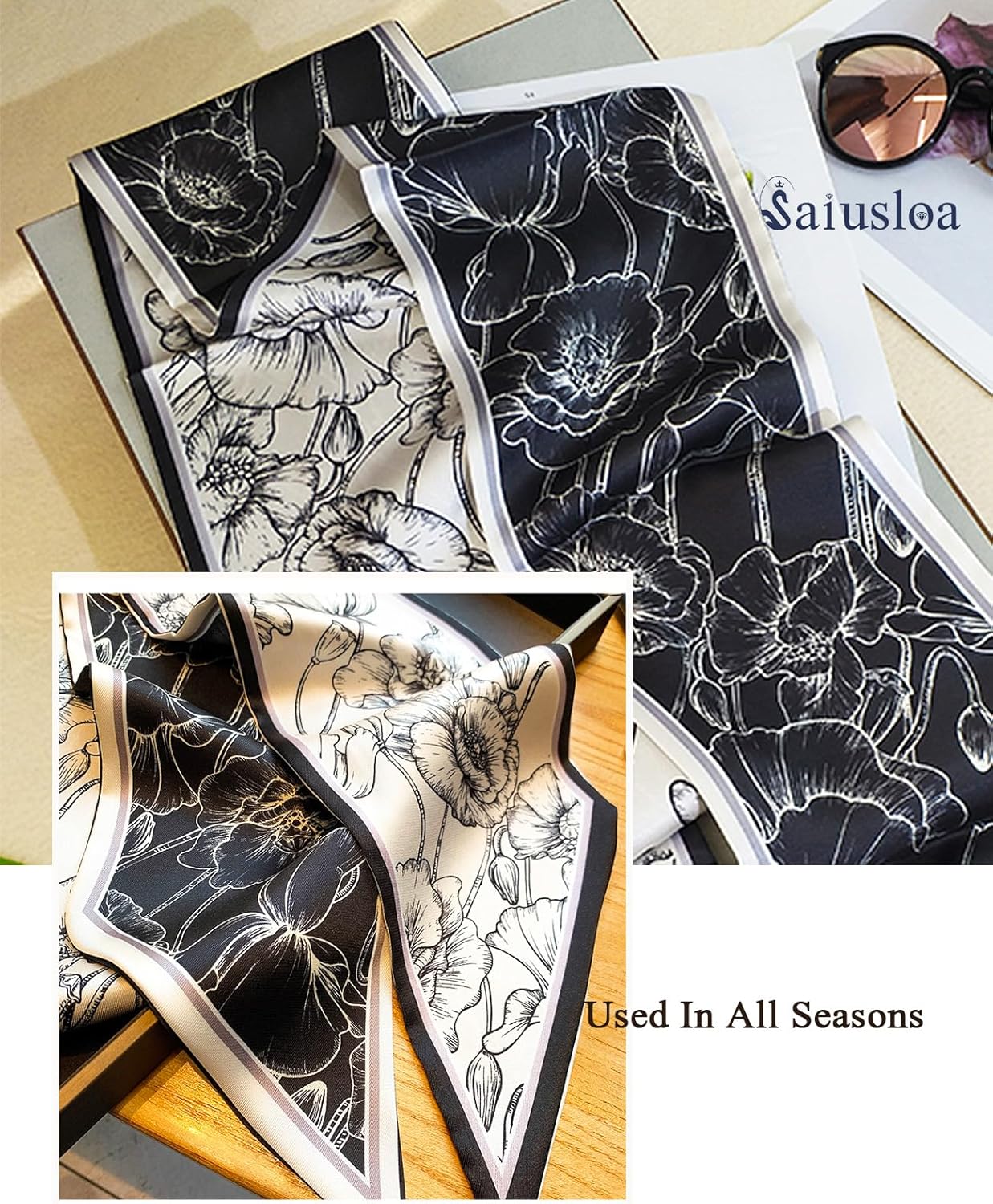 Purse Scarf For Handbags Head Scarves For Women's Hair Bags Scarfs Long Skinny Scarves Fashion Silky - Image 5