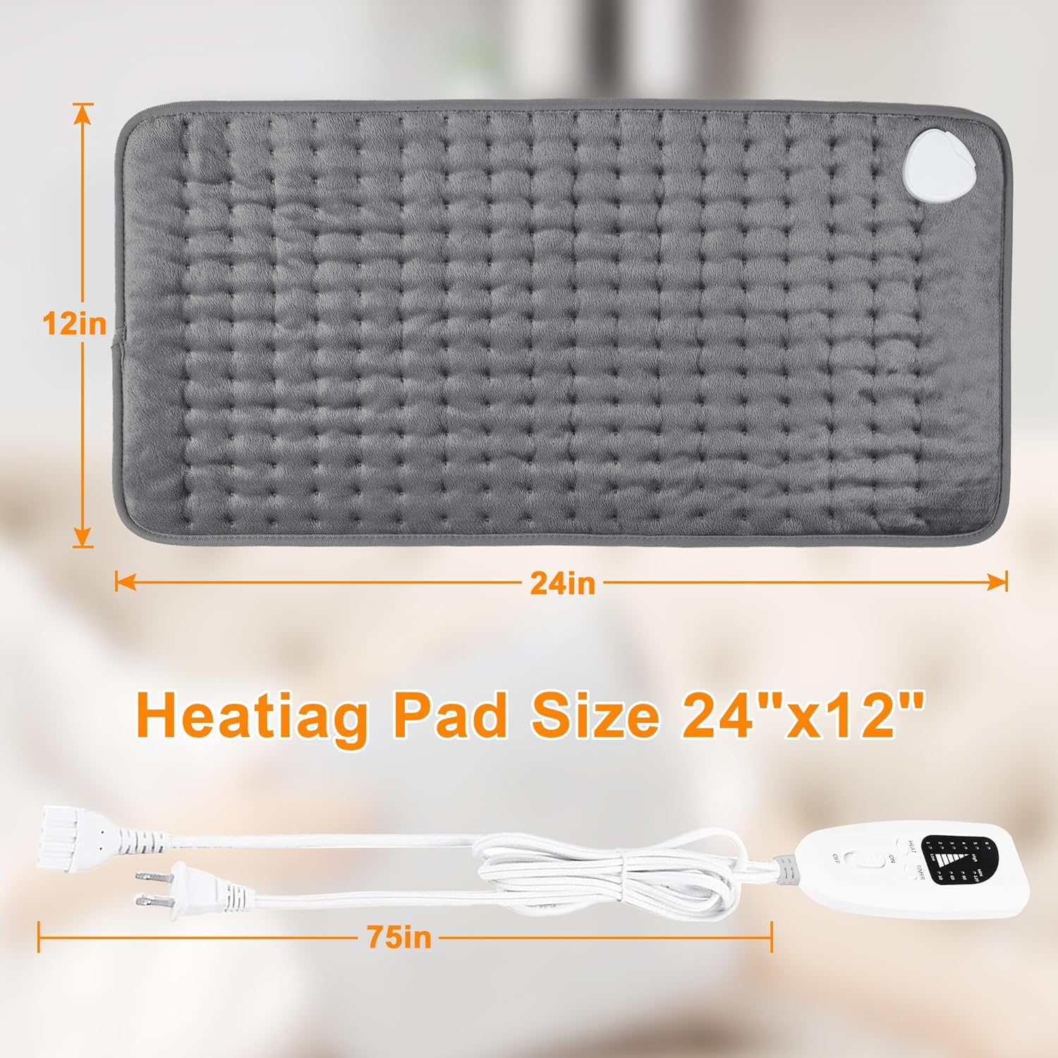 Deepsoon Heating Pad,Electric Heating Pads for Back,Neck,Abdomen,Moist Heating Pad for Shoulder,Knee,Arms,Legs,Dry/Moist Heat & Auto Shut Off,Christmas Gifts for Men and Women,Dark Gray,24x12 Inch - Image 8