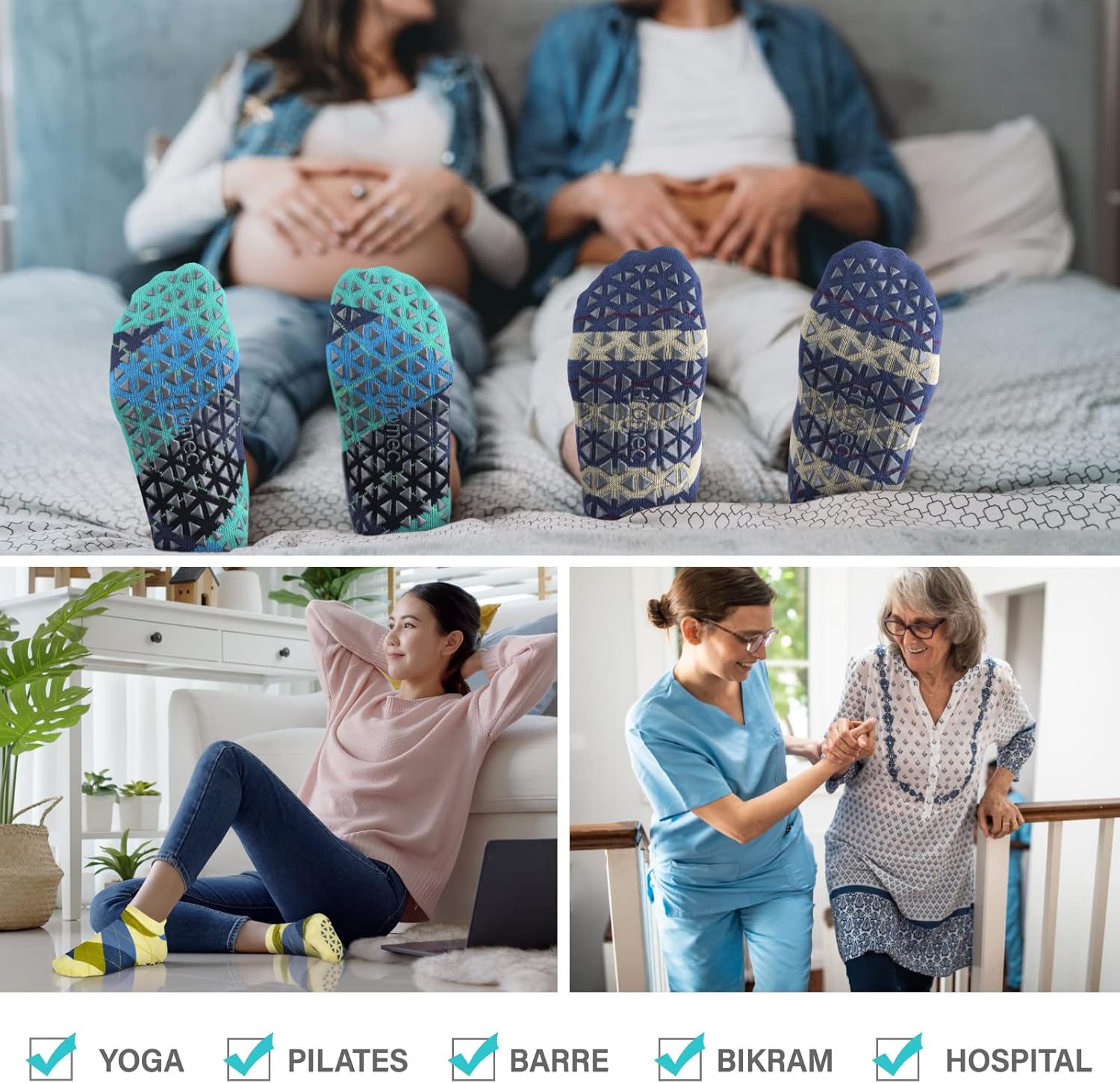 Non Slip Yoga Socks with Grips for Pilates, Ballet, Barre, Barefoot, Hospital Anti Skid Socks for Women and Men - Image 6