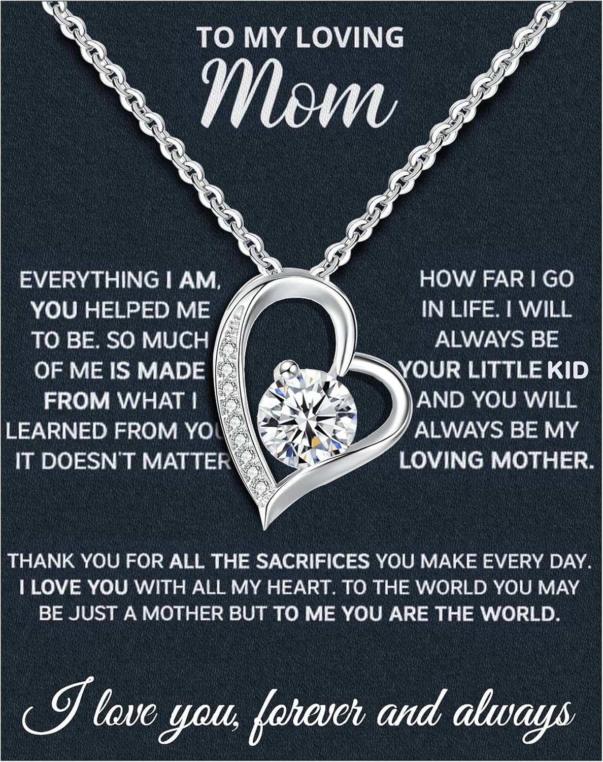 Mothers Day Gifts For Mom From Son Daughter Mom Necklace For Women 925 Sterling Silver New Mom Gifts Birthday Gifts With Heartfelt Message & Lighted Box