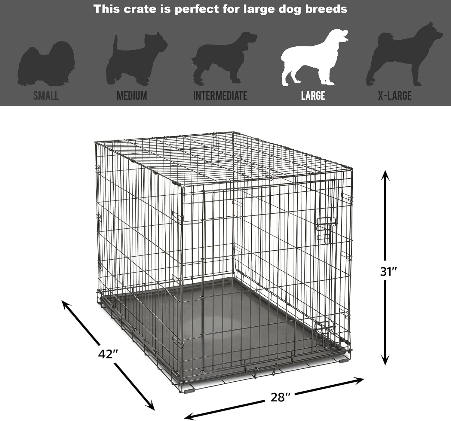 Midwest Homes for Pets 42-Inch New World Crate for Large Breeds, 71-90 lbs, Single Door Folding Dog Crate, Leak-Proof Tray & Secure Latch, Portable, Durable & Easy to Assemble - Image 7