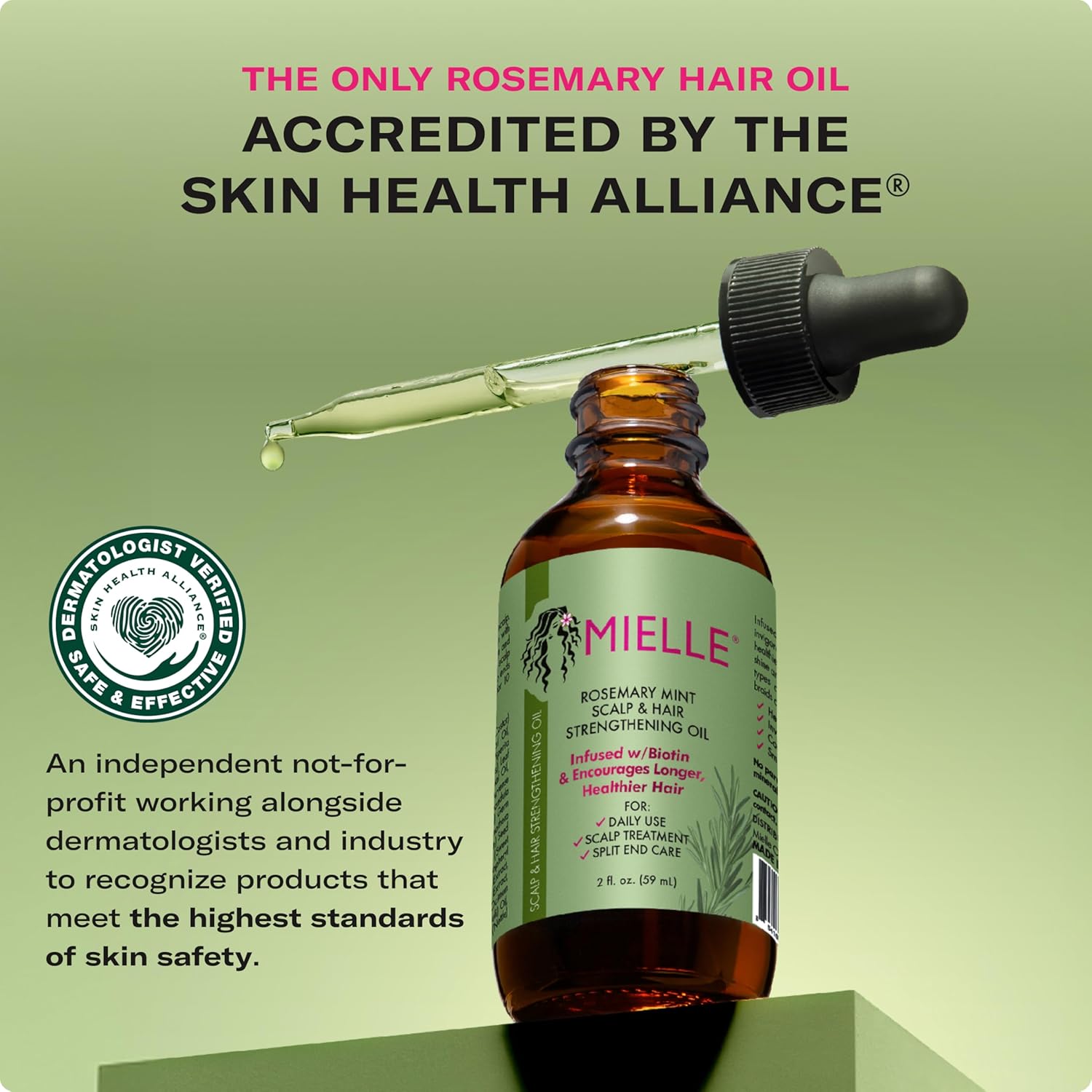 Mielle Organics Rosemary & Mint Hair Oil - Strengthening Biotin Oil Infused Frizzy & Damaged Hair Care - Split Ends & Dry Scalp Treatment to Support Longer, Healthier Strands, 2oz - Image 6