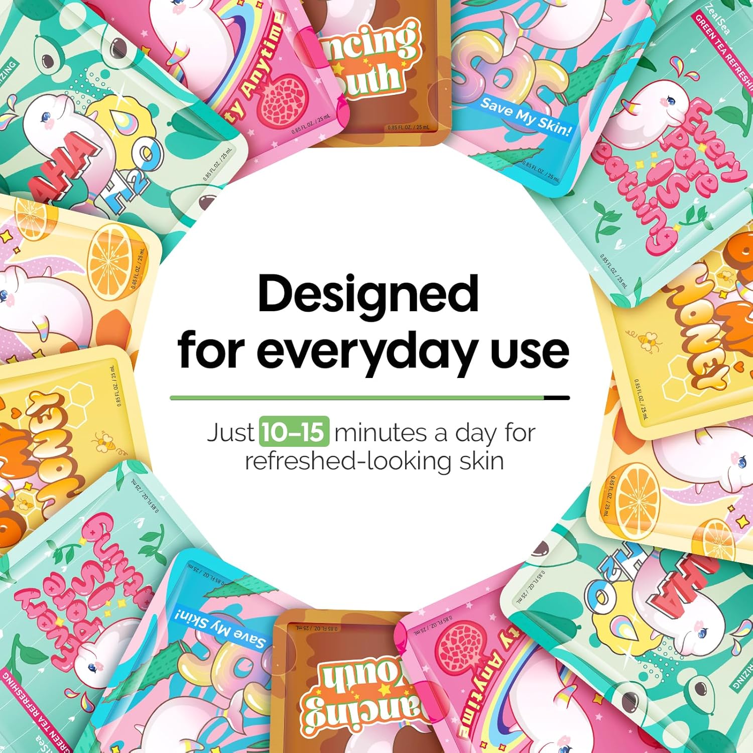 ZealSea Face Masks Skincare for Women, Variety 7Days Facial Sheet Mask Set for Deep Hydrating & Glow, Daily Self-Care Gift & Family Moment for Teens Kids Girls Birthday Party, Safe for all Skin types - Image 8