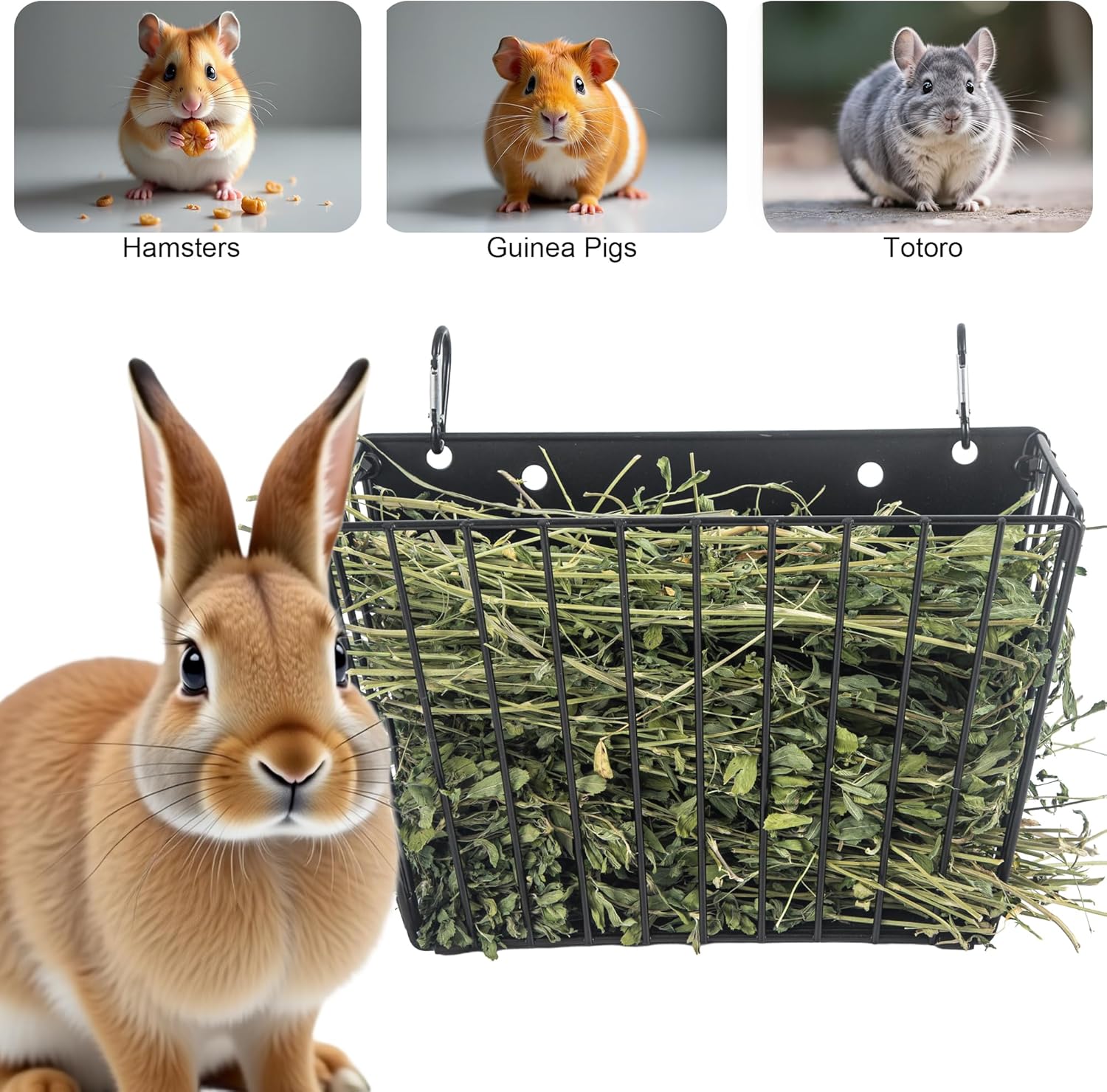 Rabbit Hay Feeder, with Heavy-Duty Metal Frame, Hay Holder for Rabbits - for Rabbits, Bunny, Guinea Pigs, Chinchillas, 9.6x4.5x6.3 inch - Image 4