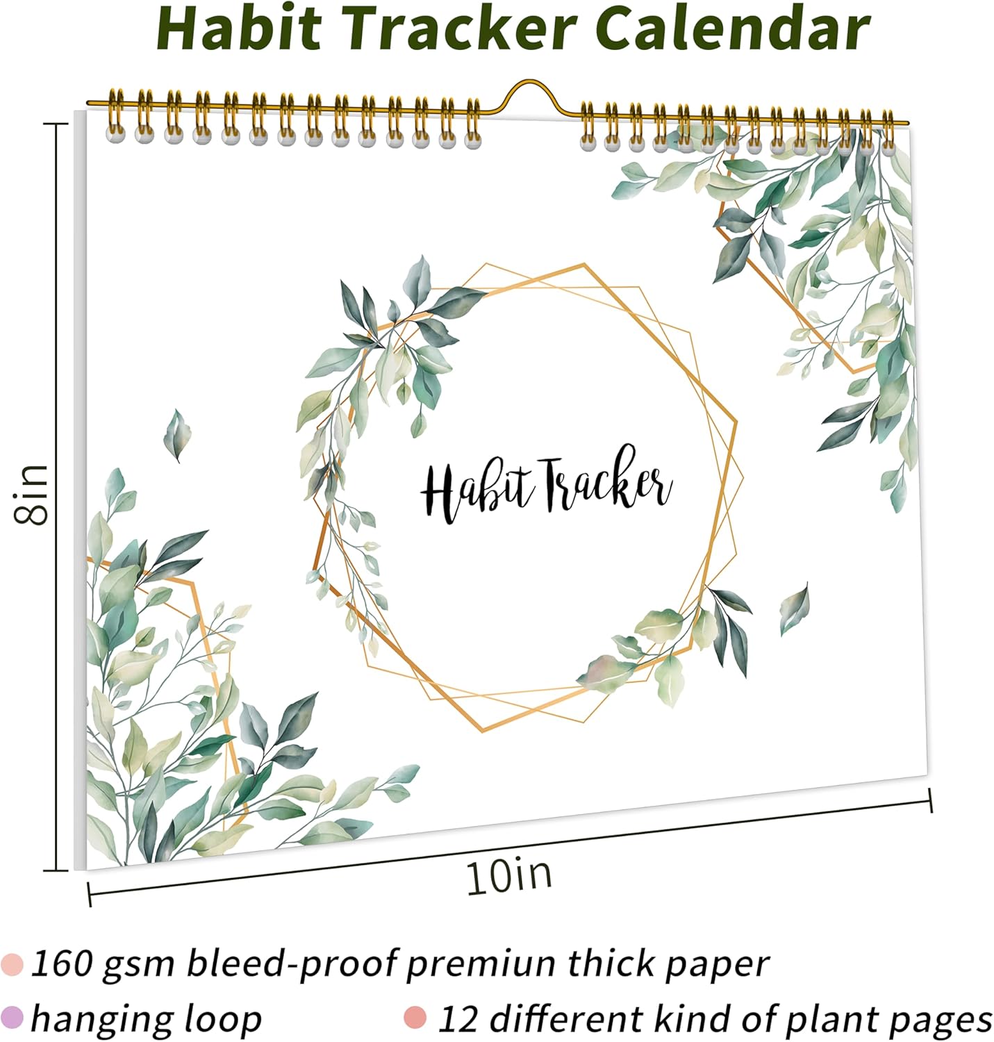 Habit Tracker Calendar,12 Monthly Habit Tracker Journal with Spiral Binding,Undated Weekly Monthly Planner to Boost Productivity&Self Improvement, 8"x10"(Green) - Image 2