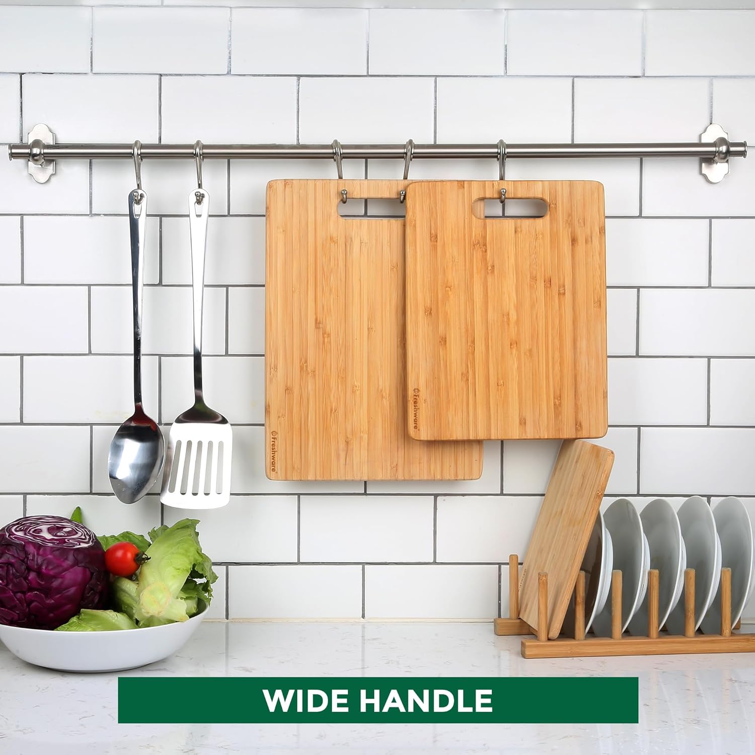Freshware Bamboo Cutting Board Set of 3, Wooden Cutting Boards for Kitchen, Knife Friendly Food Grade Chopping Board, Lightweight with Hanging Hole for Easy Storage - Image 8