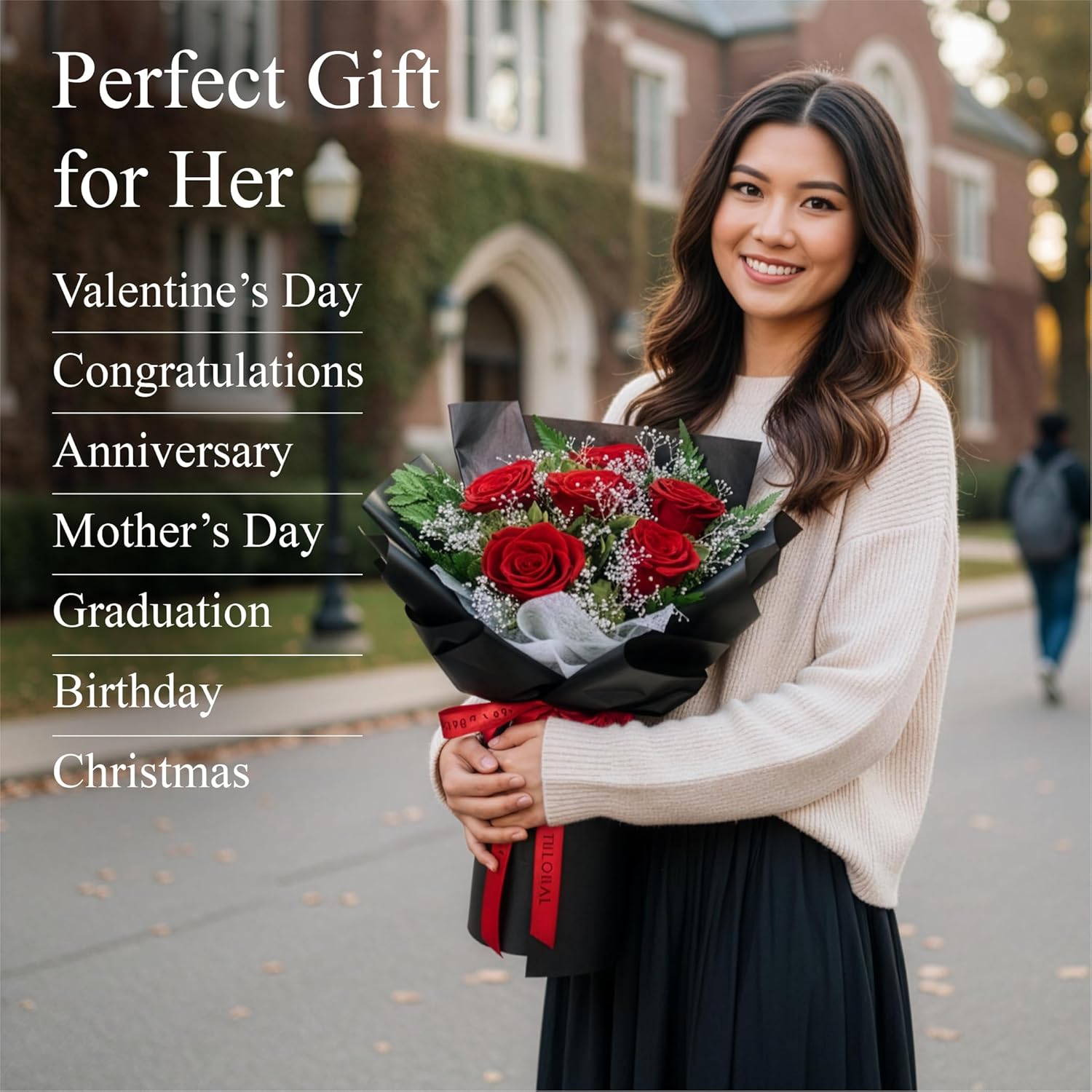 TUCCI FLORAL-Preserved Real Red Roses Bouquet, Forever Flowers with Baby’s Breath, Long Lasting Luxury Gift for Birthday, Anniversary, Mother’s Day Girlfriend Wife Grandma Her Women, Delivery Tomorrow - Image 6