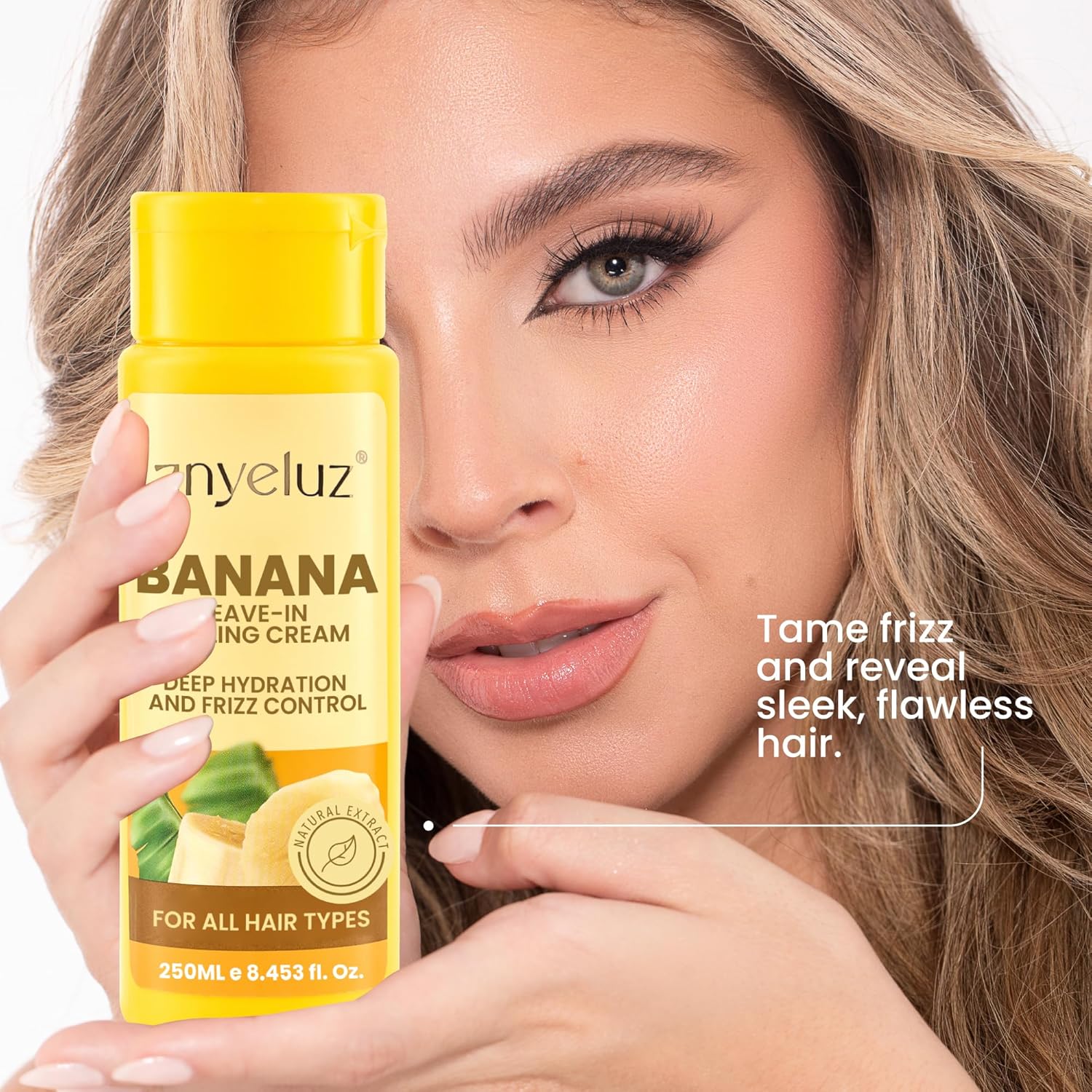 ANYELUZ Banana Leave-In Styling Cream - Leave-In Conditioner for Frizz Control and Shine, Strengthens and Smooths Hair - Image 2