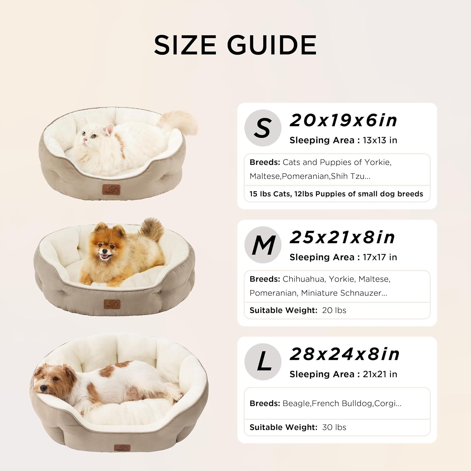 Bedsure Dog Beds for Small Dogs - Round Cat Beds for Indoor Cats, Washable Pet Bed for Puppy and Kitten with Slip-Resistant Bottom, 20 Inches, Camel - Image 6