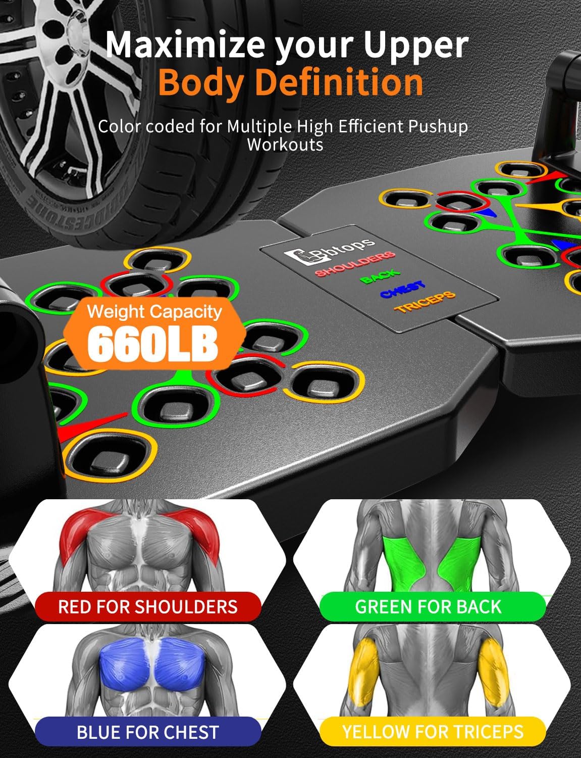 Push UP Board, Pilates Bar & Fitness Accessories, 25 in 1 Foldable Push up Bar at Home Gym, Workout Exercise Professional Push Up Strength Training Equipment for Man and Women - Image 3