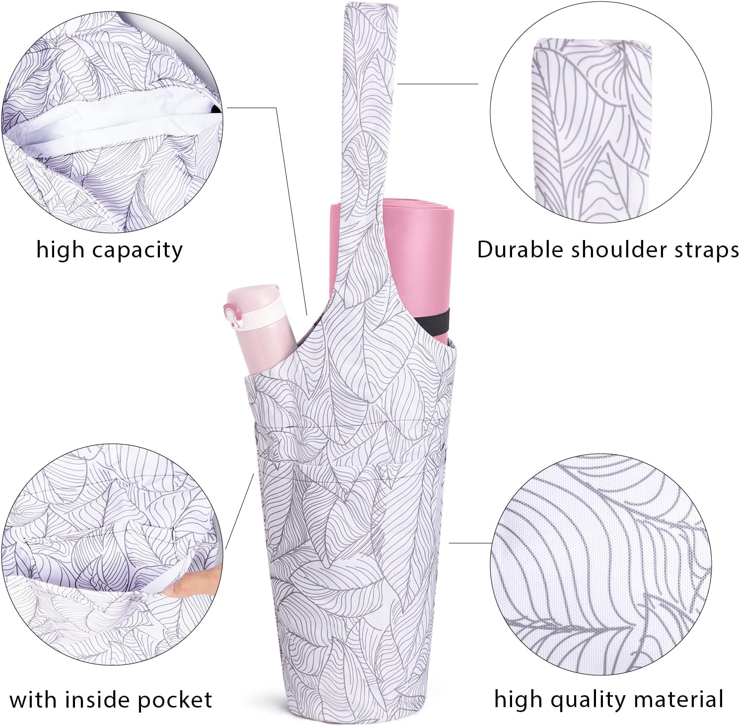 IwIeIaIrI Yoga Mat Bag for Women with Large Size Pocket and Zipper Pocket,Yoga Gifts Accessories with Adjustable Shoulder Strap- Fits Most Workout Stuff - Image 3