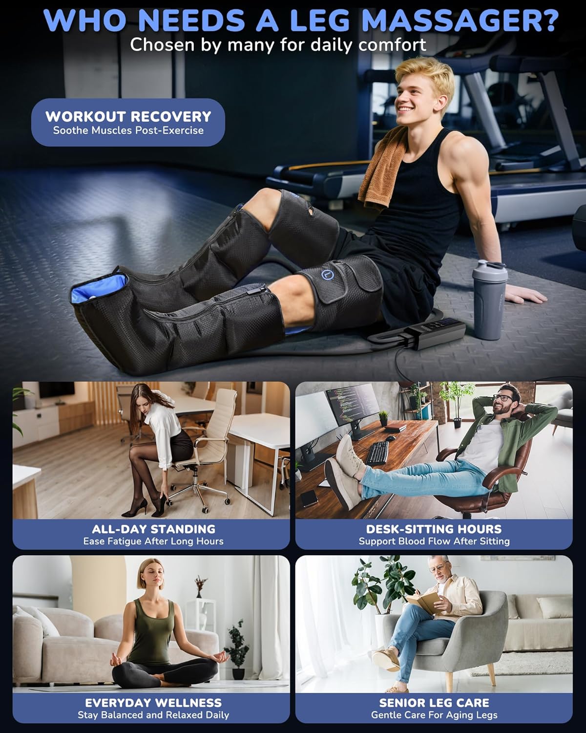 Leg Massager with Heat and Compression : Sequential Compression Boots with 6 Modes,9 Intensity and 3 Heat for Circulation and Pain Relief - Christmas Birthday for Mom, Dad, Athletes, Gym - Image 4