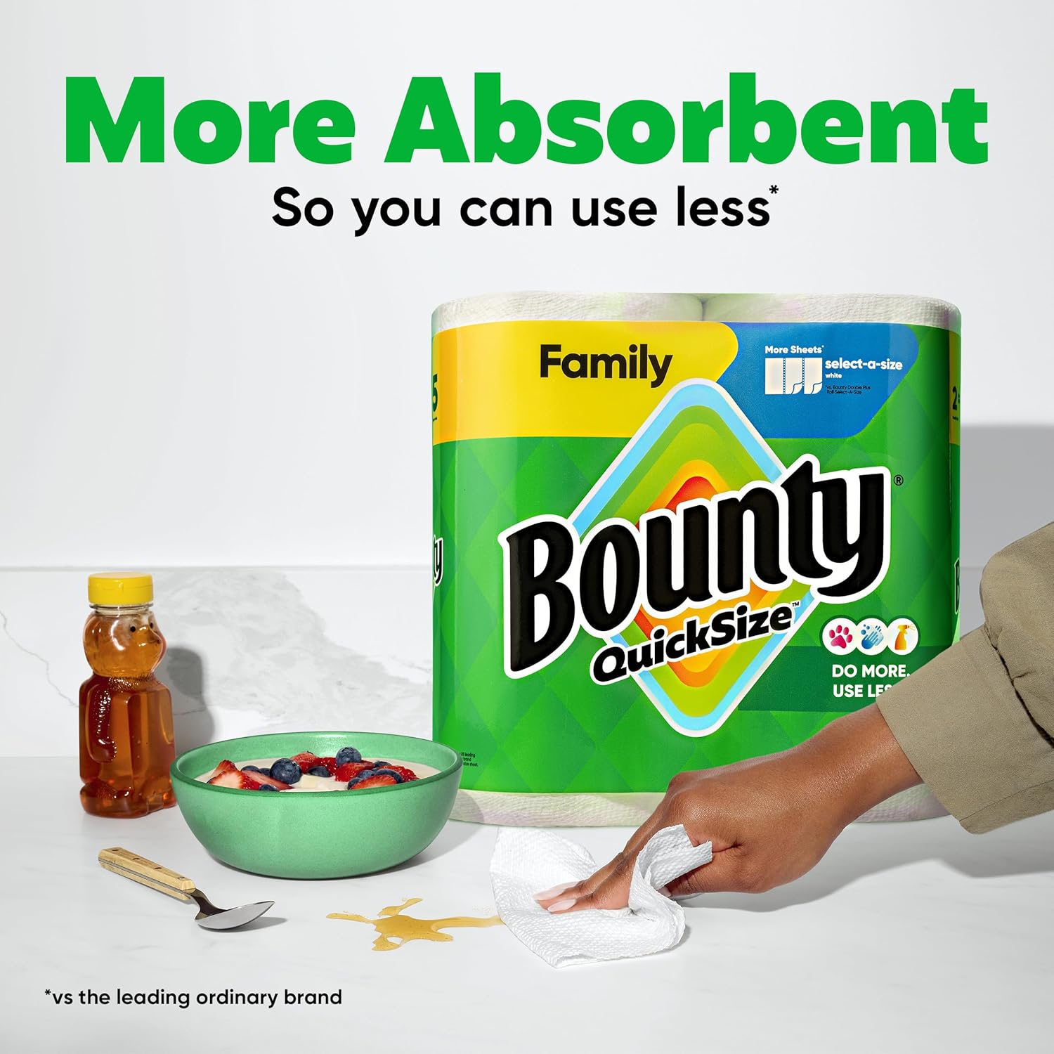 Bounty Paper Towels Quick Size, White, 16 Family Rolls = 40 Regular Rolls - Image 4