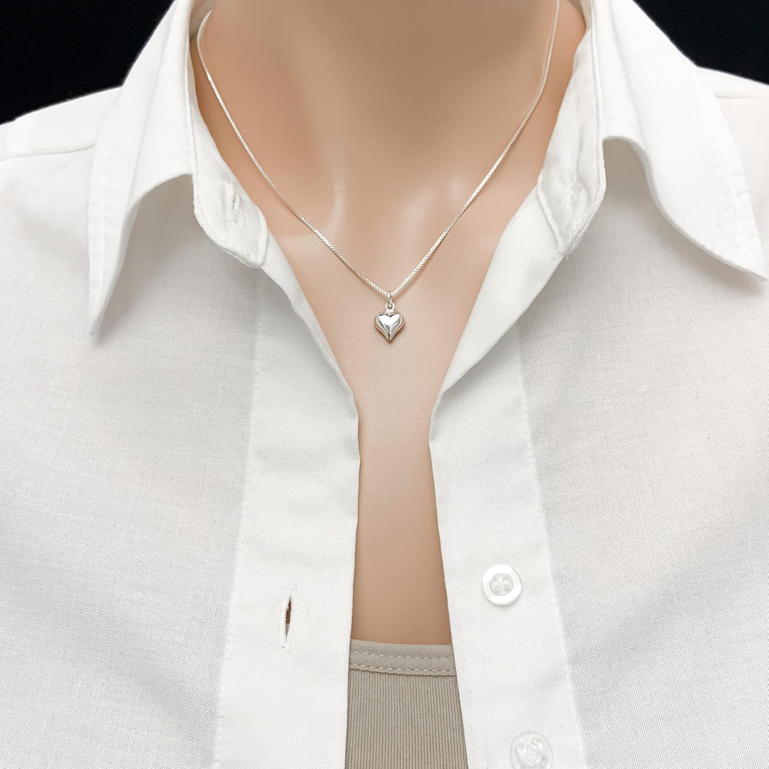 Tiny Delicate and Dainty Sterling Silver Heart Necklace, Girlfriend Gift, Gift for Mom, Daughter Birthday Gift, Best Friend Gift, 18 inches - Image 3