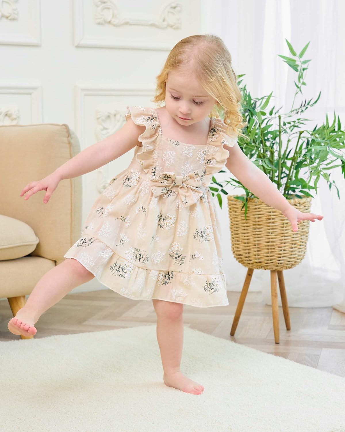 Renotemy Newborn Infant Baby Girl Dresses Summer Outfits Boho Casual Sundress Gifts Toddler Clothes for Girl with Hat and Bag - Image 2