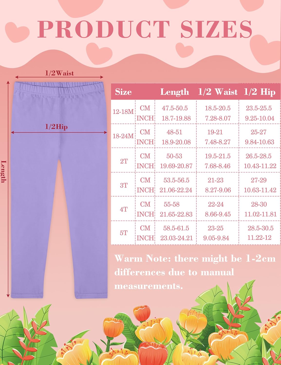 FEQO 5 Pack Toddler and Baby Girls Cotton Leggings Pants Full Length Basic Leggings Stretchy Legging Tight Pants - Image 3