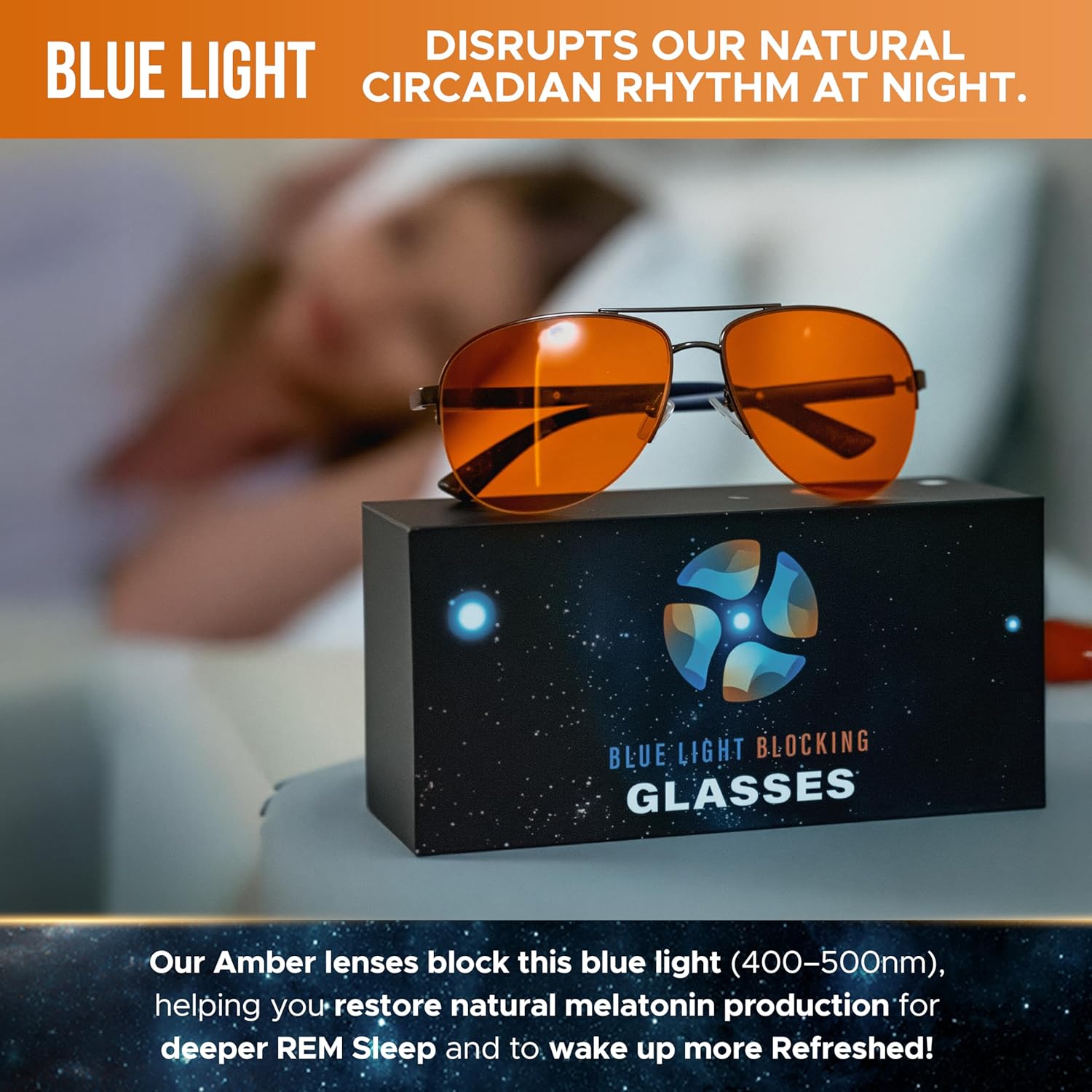 Blue Light Blocking Glasses Amber Lenses -For Better Sleep, Gaming, Eye Strain Blocker, Computer, Sunglasses - Image 8
