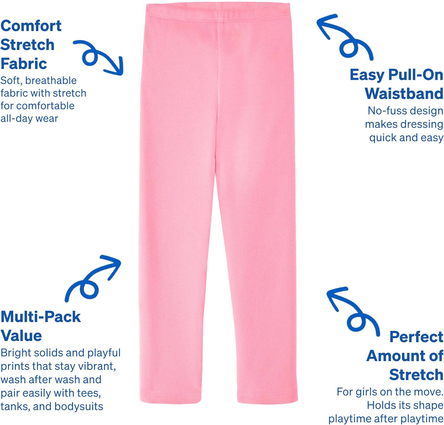 Garanimals Baby & Toddler Girl Heart Leggings - Machine-Washable Kid's Clothes - Size 6T - Pink, White, Navy Blue, Black - 4 Pack - Image 3
