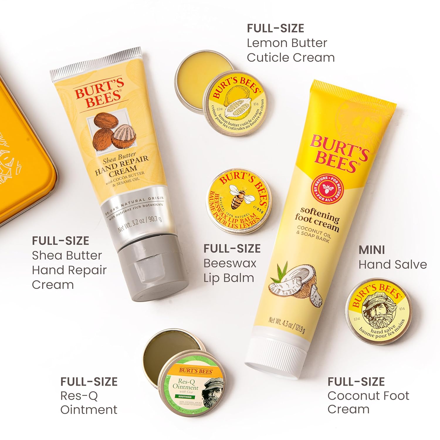 Burt's Bees Gifts Ideas - Classics Set, 6 Products in Giftable Tin – Cuticle Cream, Hand Salve, Lip Balm, Res-Q Ointment, Hand Repair and Foot Cream - Image 3