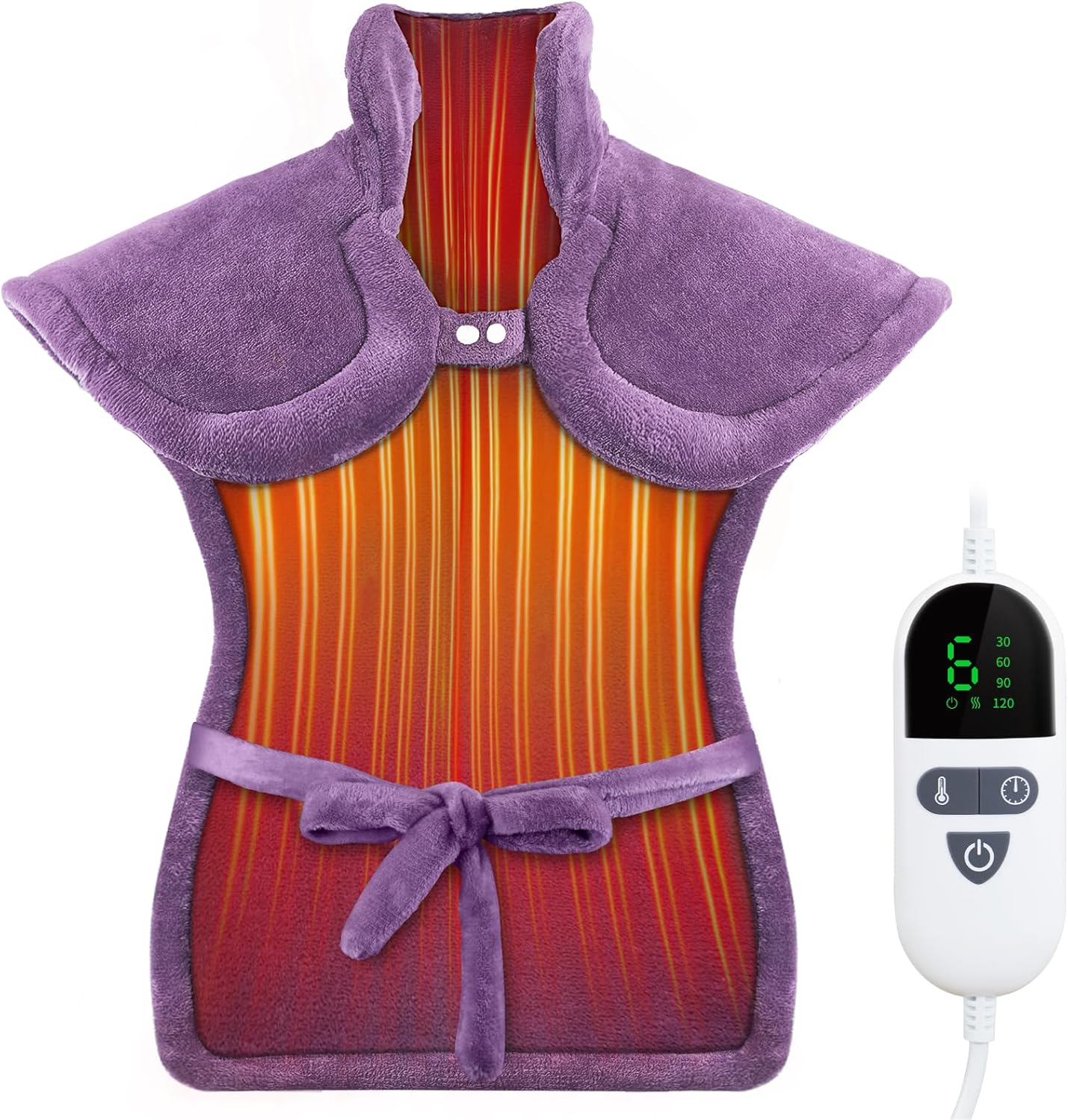 Heating Pad for Neck and Shoulders and Back, Pain Relief Electric Heating Pad Large Size 24”X33” with 4 Timers, 6 Heat Levels, Auto-Off, Mothers Day & Birthday Gifts for Women Mom Wife Grandma, Purple