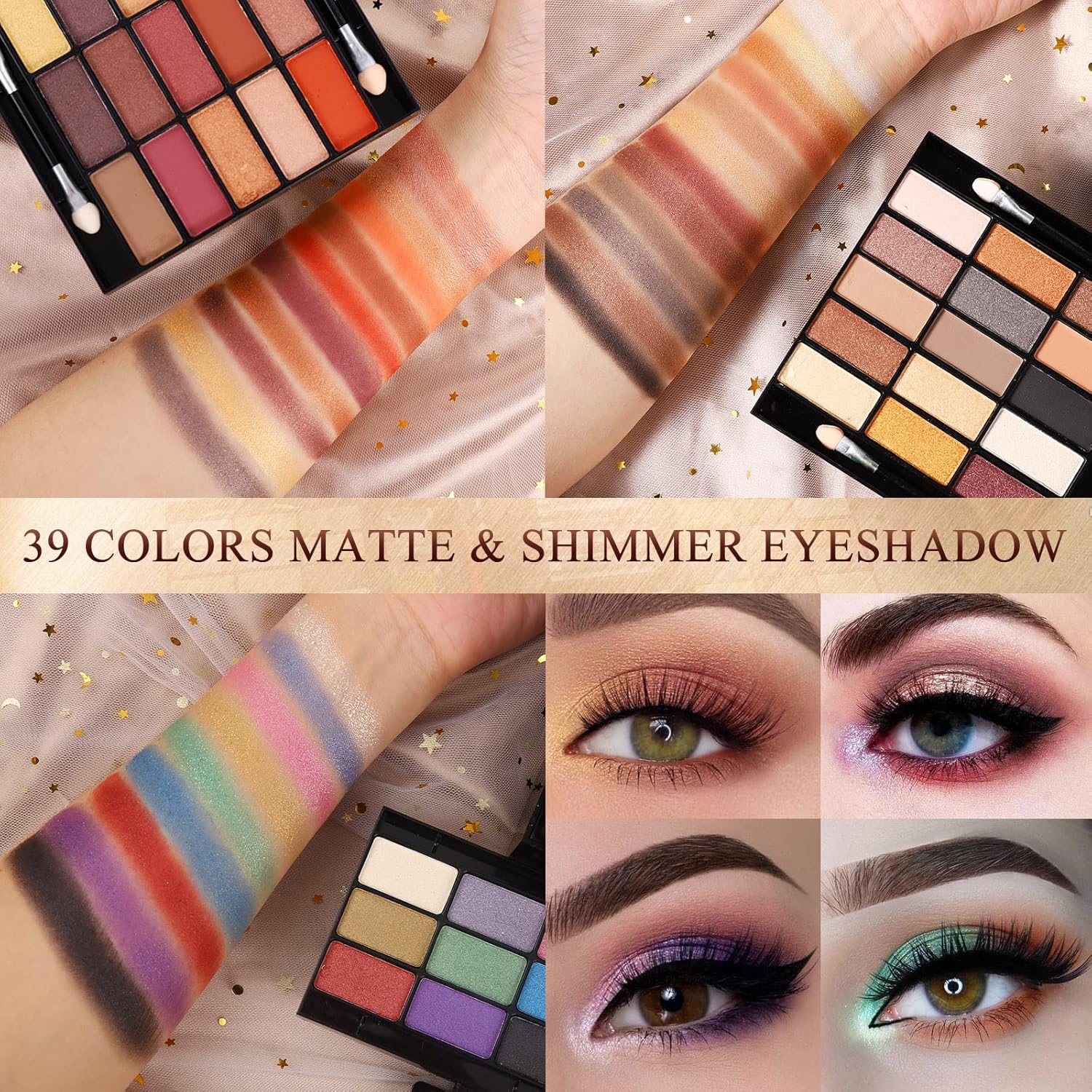 Professional Makeup Kit for Women Full Kit with Mirror 58 Colors All in One Make up Gift Set for Girls Included Eyeshadow,Compact Powder,Blusher,Lipstick,Eyebrow Pencil,Gitter Gel,Eyeliner,Mascara (N) - Image 3
