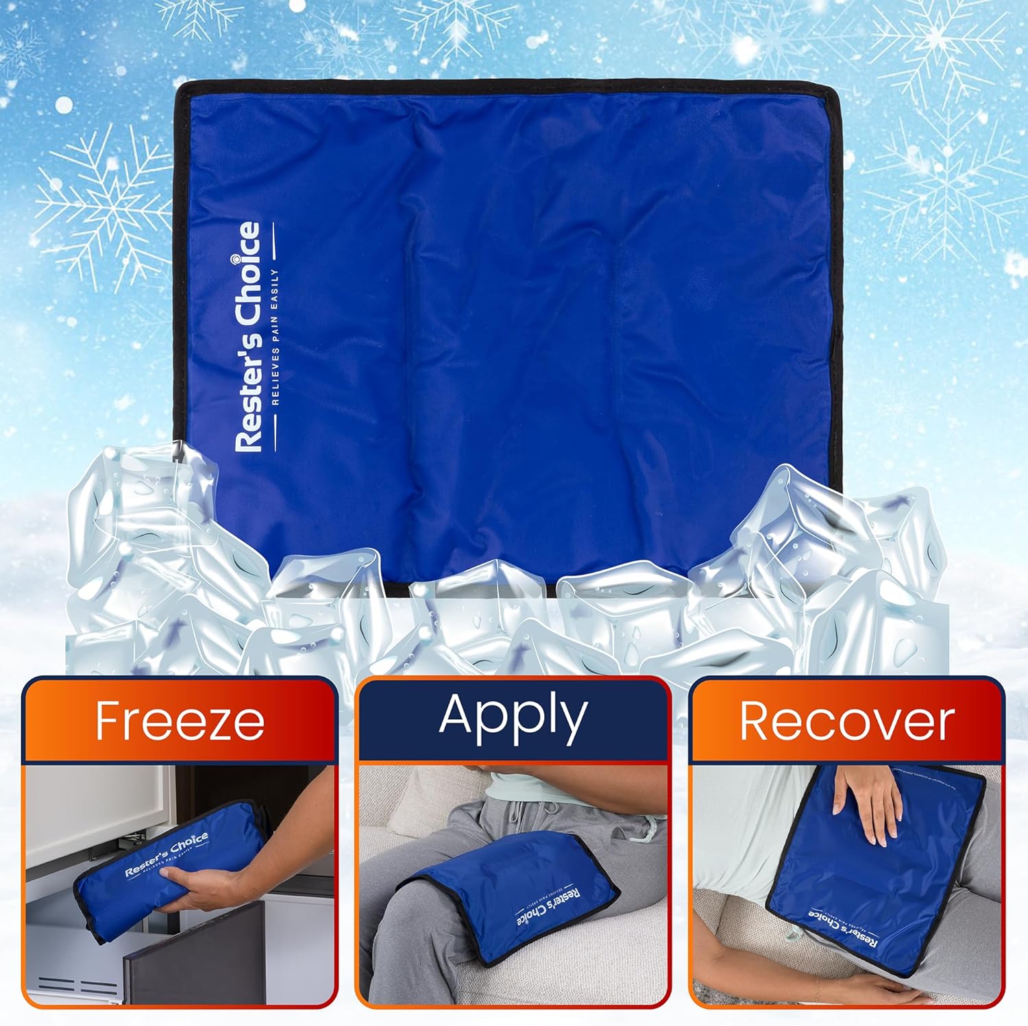 Gel Soft Flexible Ice Pack for Injuries Reusable - (Large: 11"x14.5") for Hip, Shoulder, Knee, Back - Comfy Cold Pack Compress for Swelling, Bruises, Surgery - Image 4