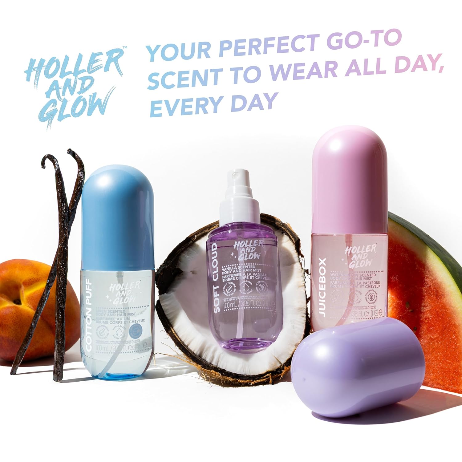 Holler And Glow Mood Boosting Soft Cloud Body & Hair Mist, Body Spray, Teen Girls Spritz, Long Lasting, Vanilla, Sweet Scented, Water Based Fragrance For Tweens, Clean & Gentle Formula, 3.38 Fl Oz - Image 7