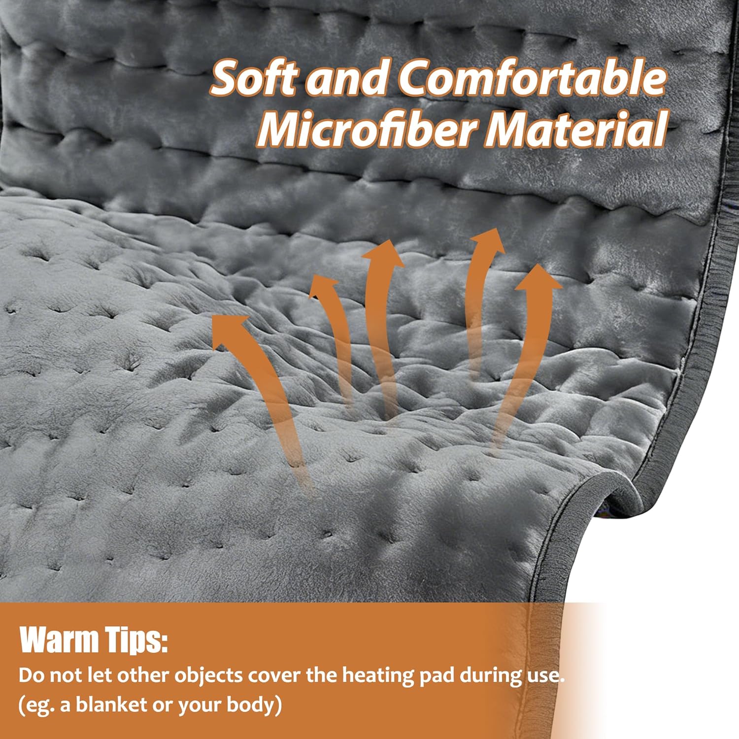 Electric Heating pad with 6 Heat Settings, Auto Shut Off, Dry Electric Heating for Back Neck Knee Arms Legs Shoulder Heat Pads for Christmas Birthday Father's Day Mother's Day (24"X12", Dark Gray) - Image 3