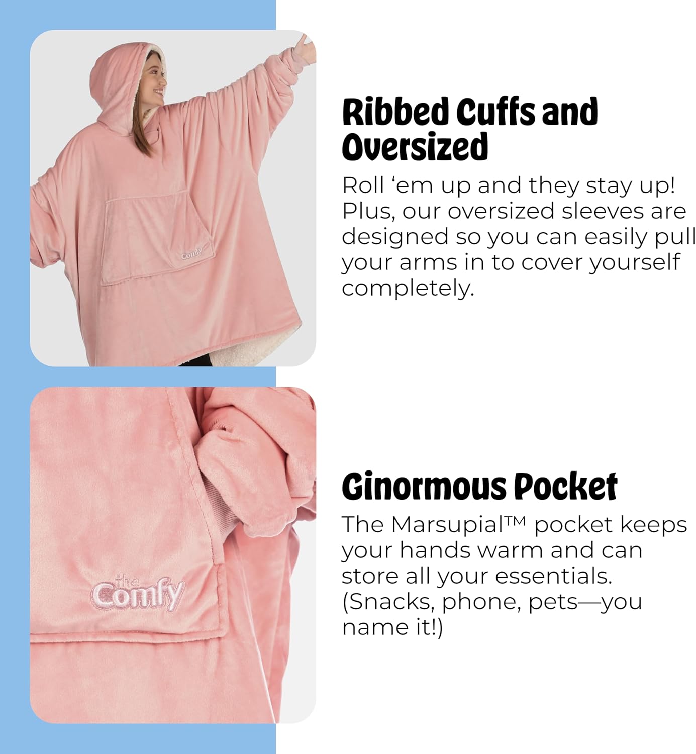 THE COMFY Original | From Shark Tank | Patented | Oversized Sherpa Wearable Blanket Hoodie| Gift for Women & Men | One Size - Image 5