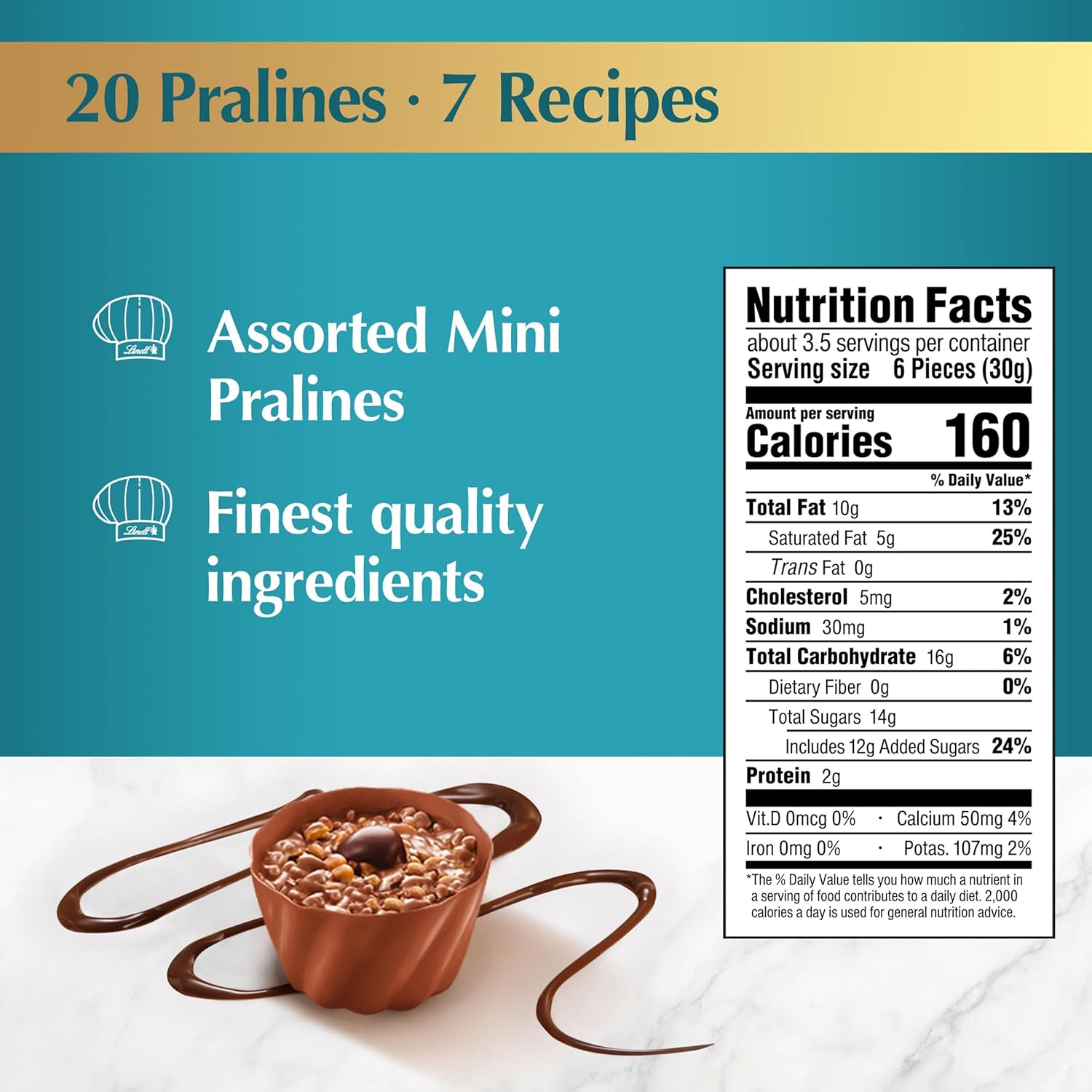 Lindt Mini Pralines, Assorted Chocolate Candy Pralines with Premium Filling, 3.4 oz Box - Image 2