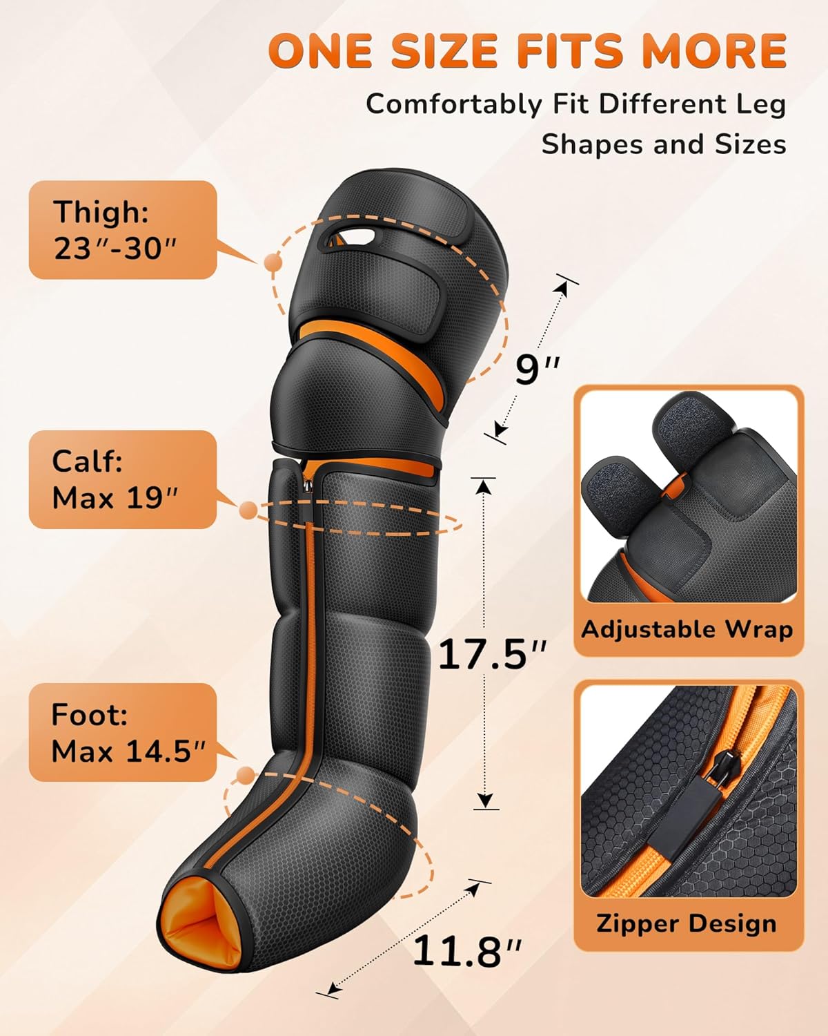Leg Massager with Heat and Compression : Foot and Calf Massager for Circulation and Pain Relief, Sequential Compression Boots with 6 Modes, 9 Intensity, 3 Heat - Gifts for Mom, Dad, Him, Her - Image 3