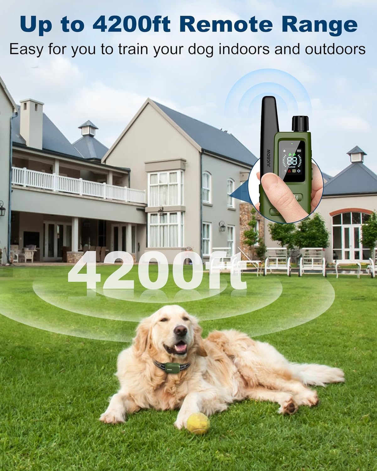 Jugbow Dog Shock Collar - 4200FT Dog Training Collar with Remote Innovative IPX7 Waterproof with 4 Training Modes, Rechargeable E-Collar for All Breeds - Image 3